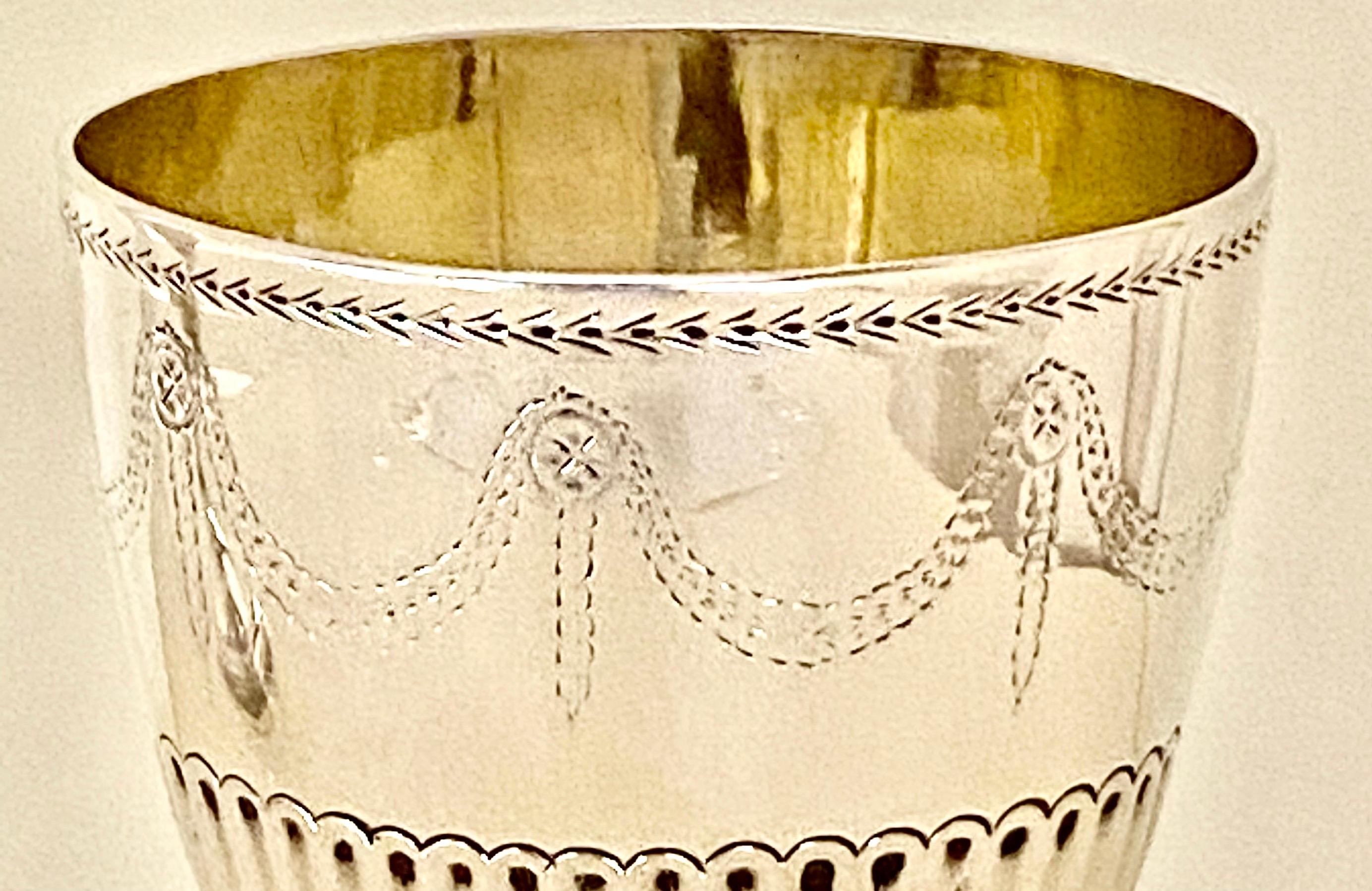 British Antique Georgian Sterling Silver Goblet Circa 1782 For Sale