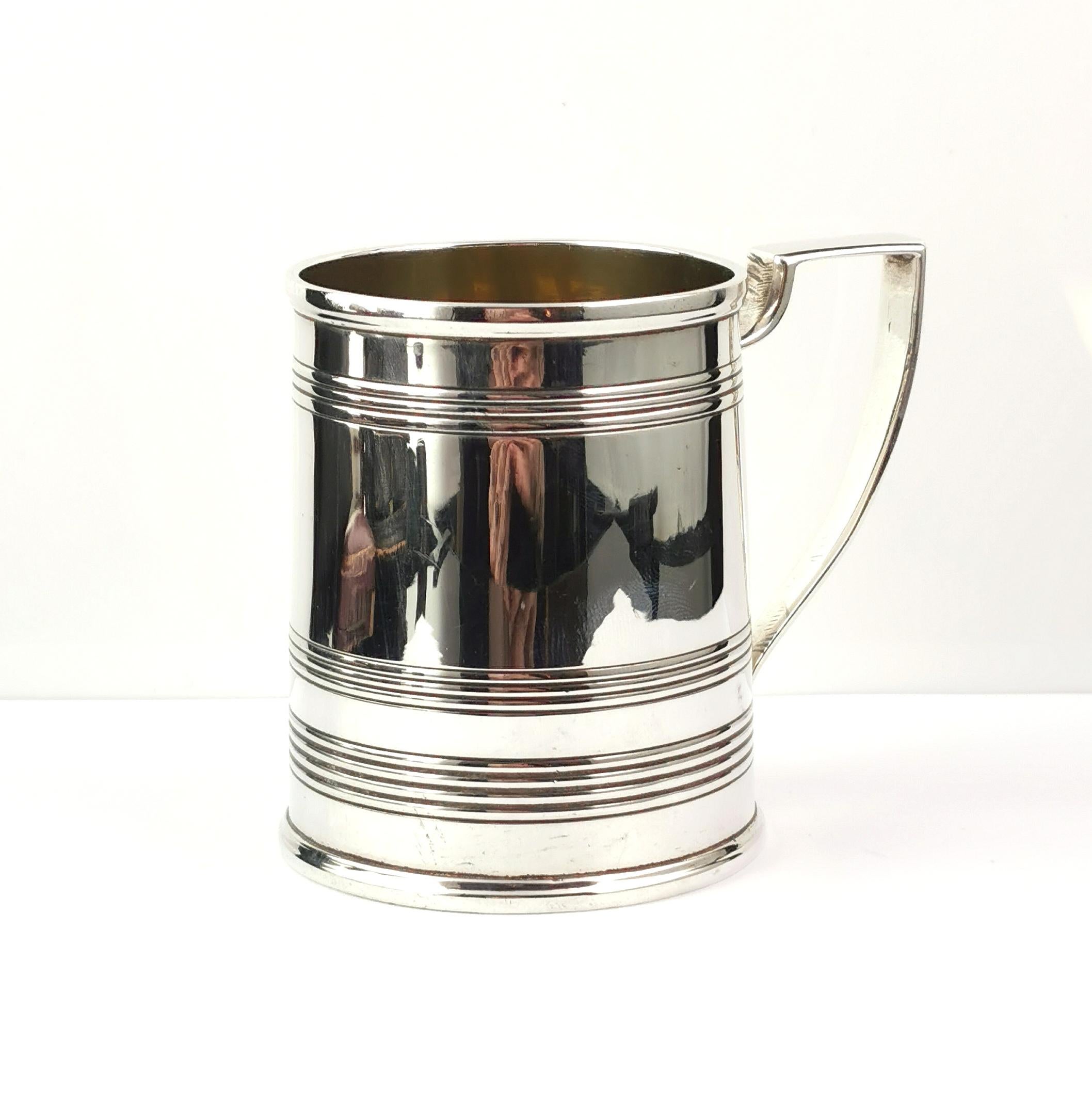 British Antique Georgian sterling silver half pint mug, tankard 