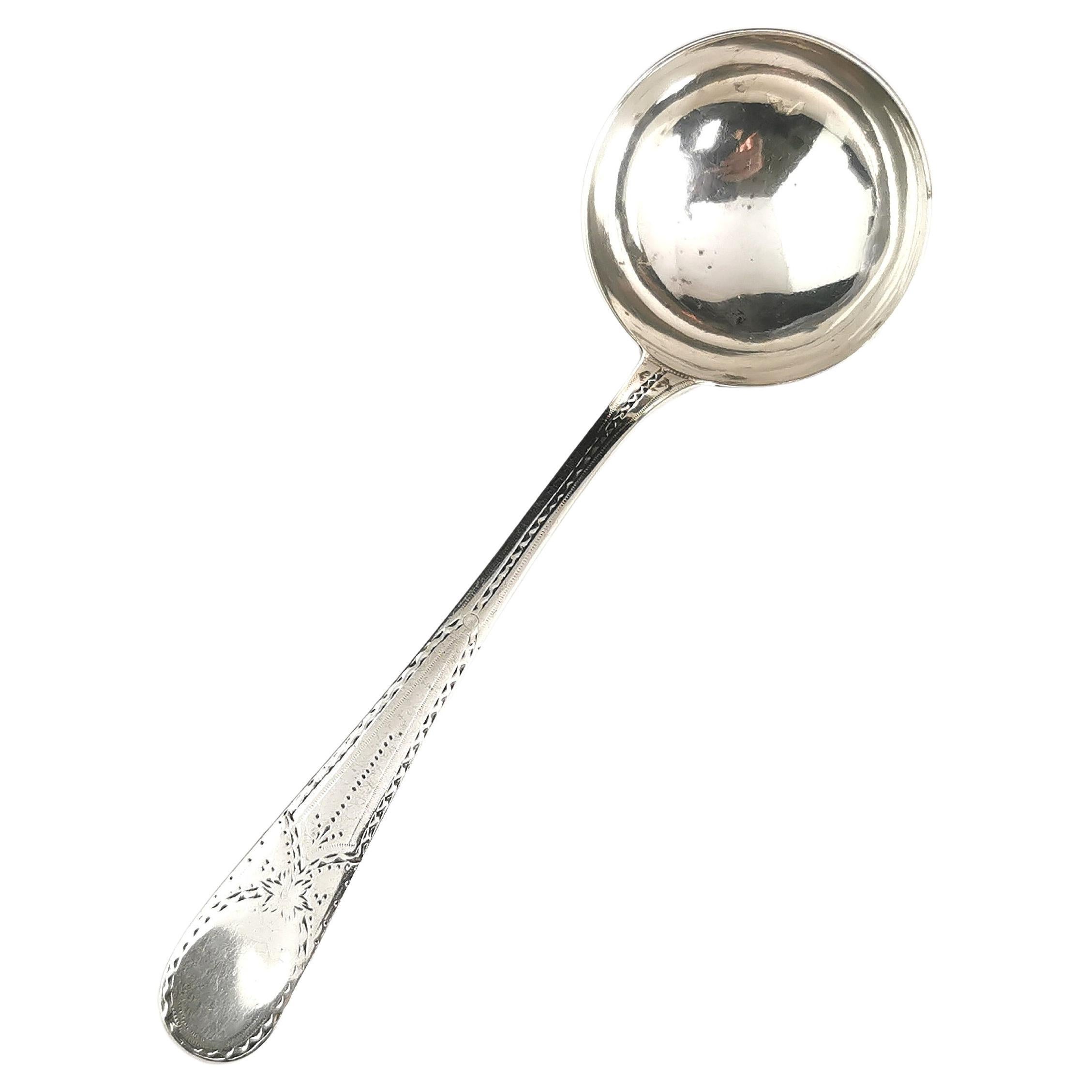 Antique Georgian Sterling Silver Ladle, 18th Century For Sale