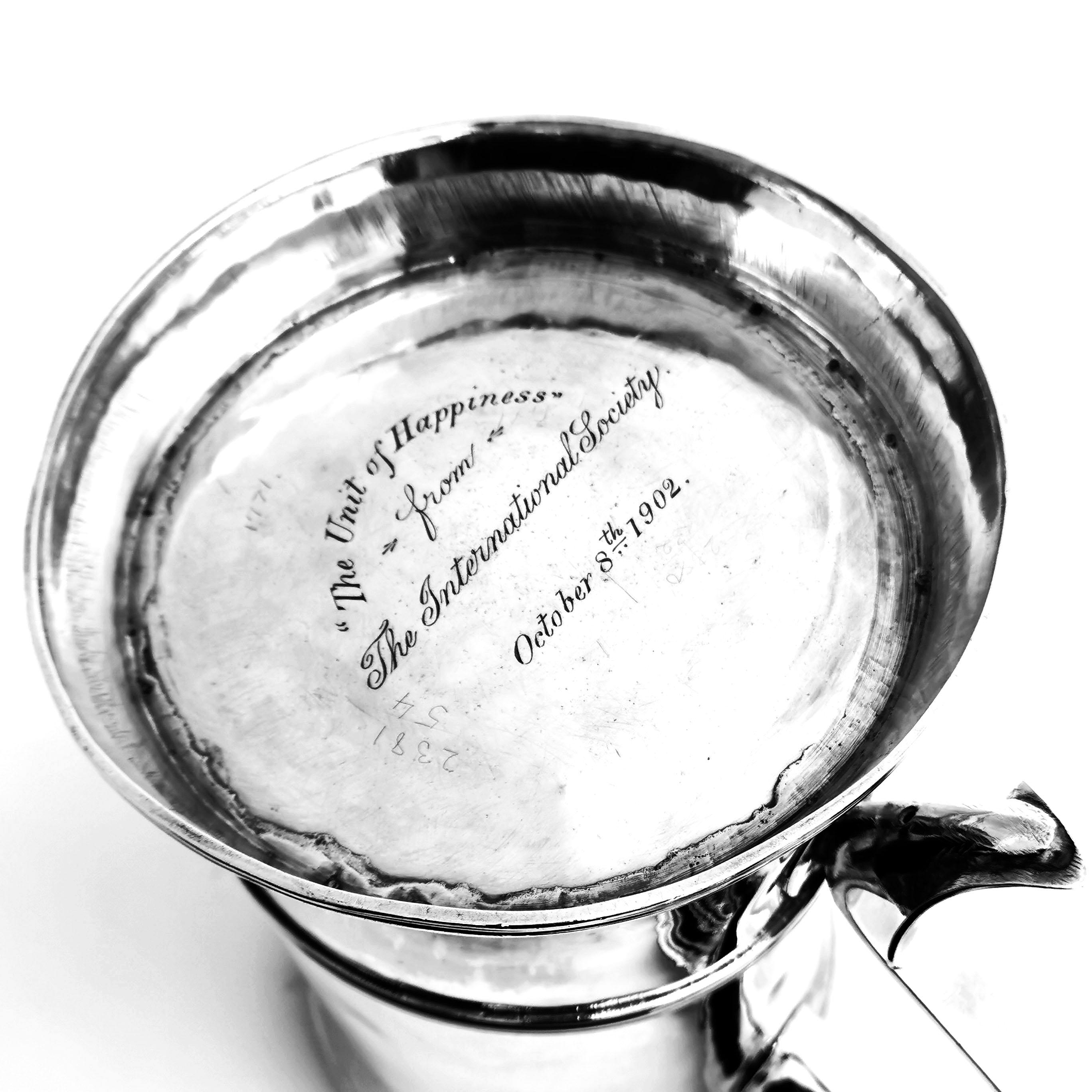 Antike georgische Sterling Silber Deckelkrug / Bierkrug 1771 (Sterlingsilber) im Angebot
