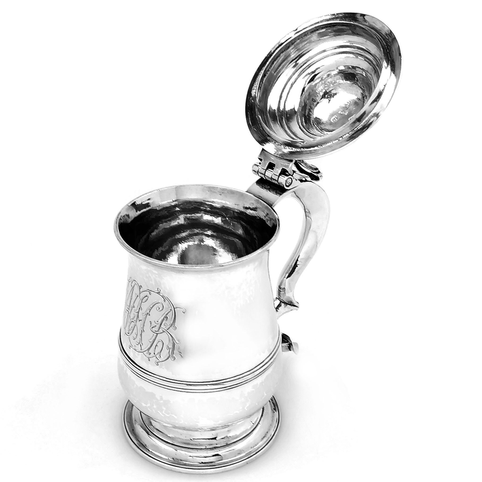 Antique Georgian Sterling Silver Lidded Tankard / Beer Mug 1780 In Good Condition In London, GB
