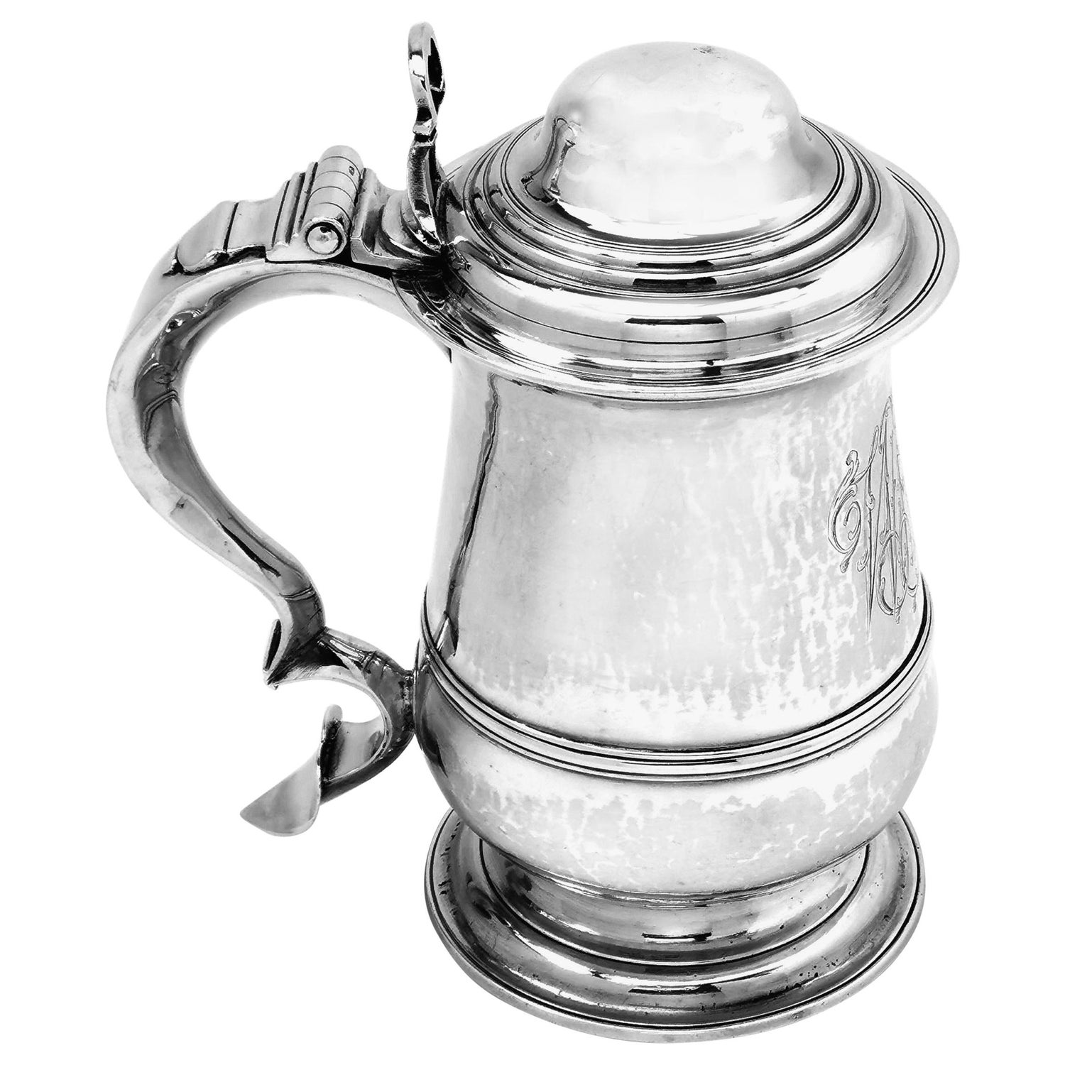 Antique Georgian Sterling Silver Lidded Tankard / Beer Mug 1780