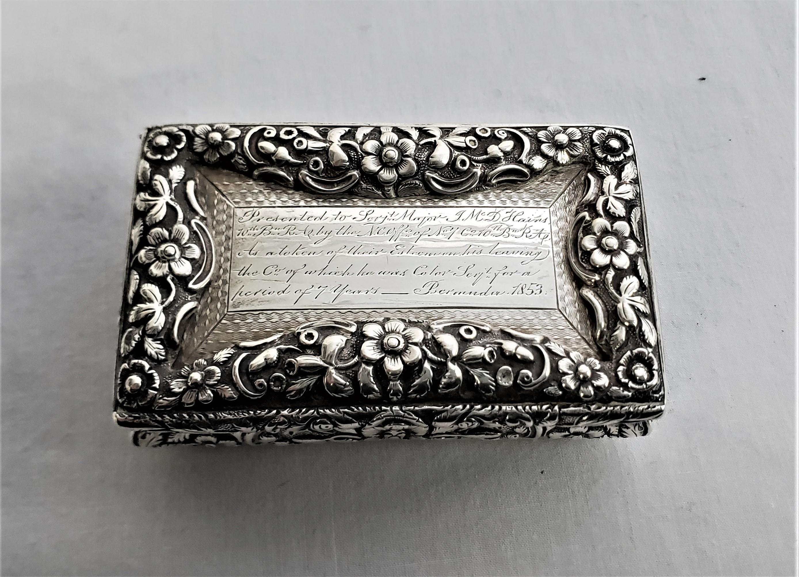 Antique Georgian Sterling Silver Military Presentation Snuff or Tobacco Box For Sale 5