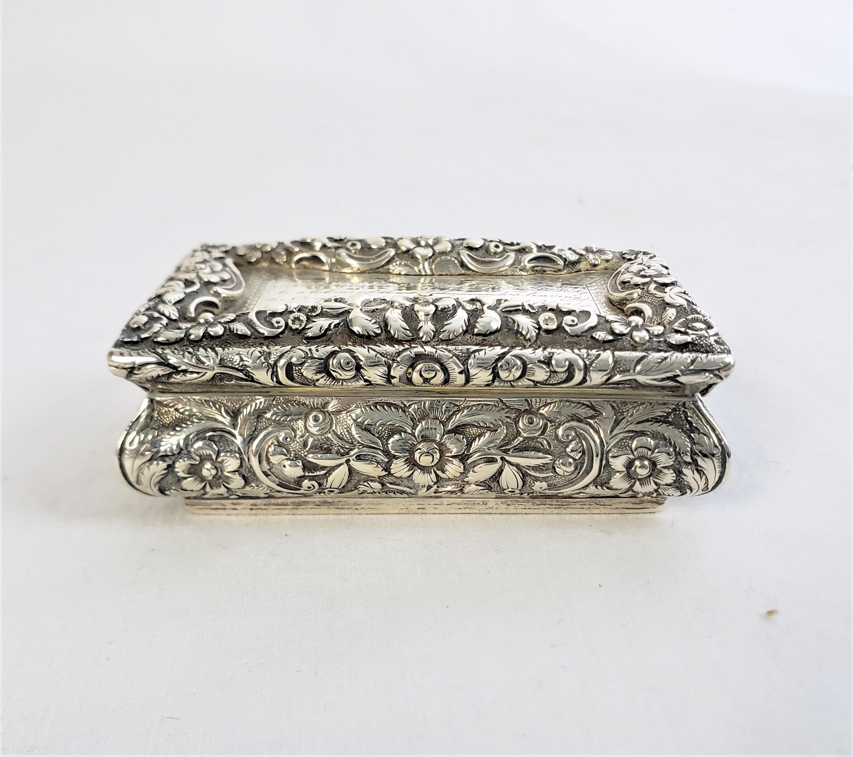 Hand-Crafted Antique Georgian Sterling Silver Military Presentation Snuff or Tobacco Box For Sale