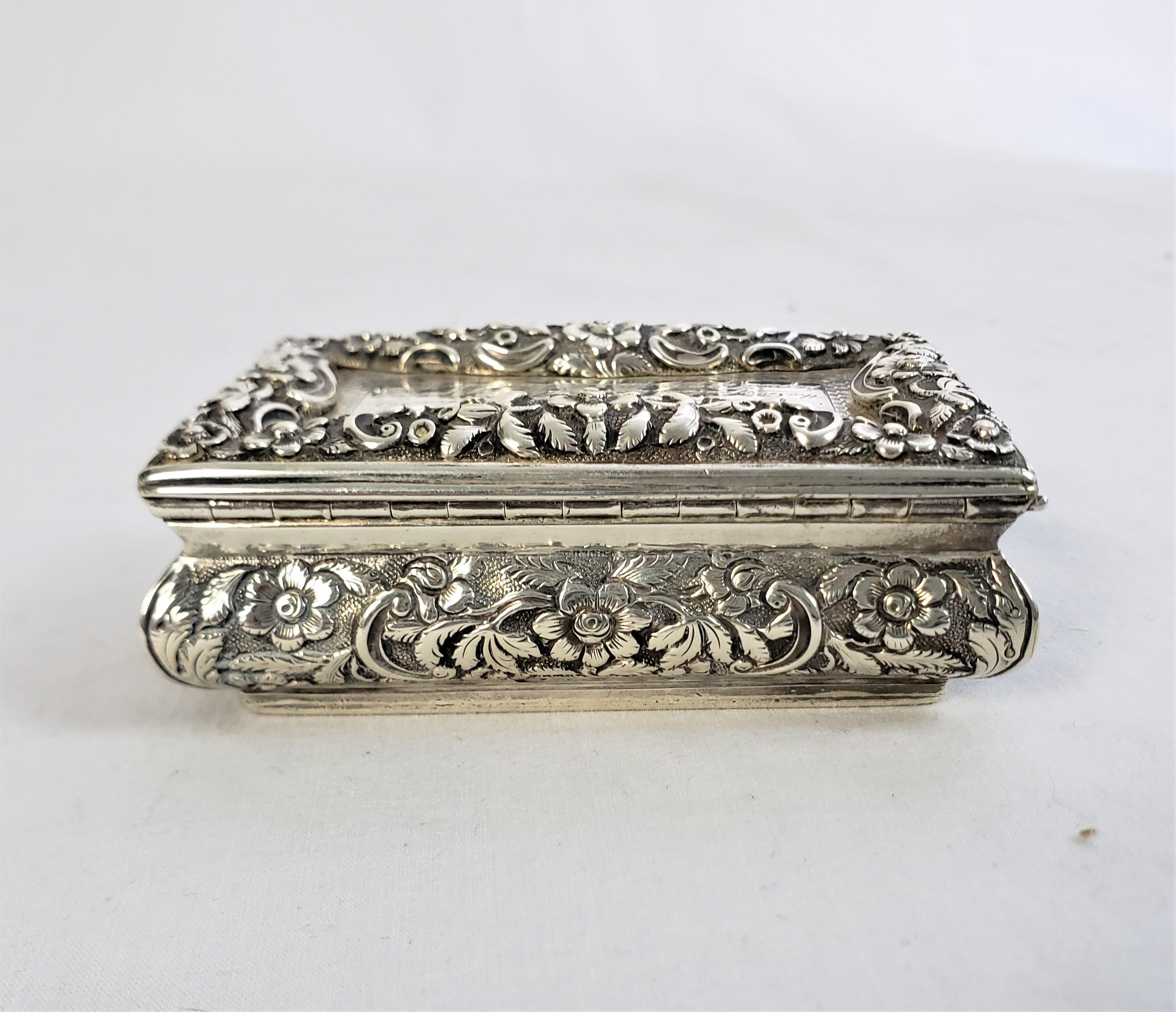 19th Century Antique Georgian Sterling Silver Military Presentation Snuff or Tobacco Box For Sale