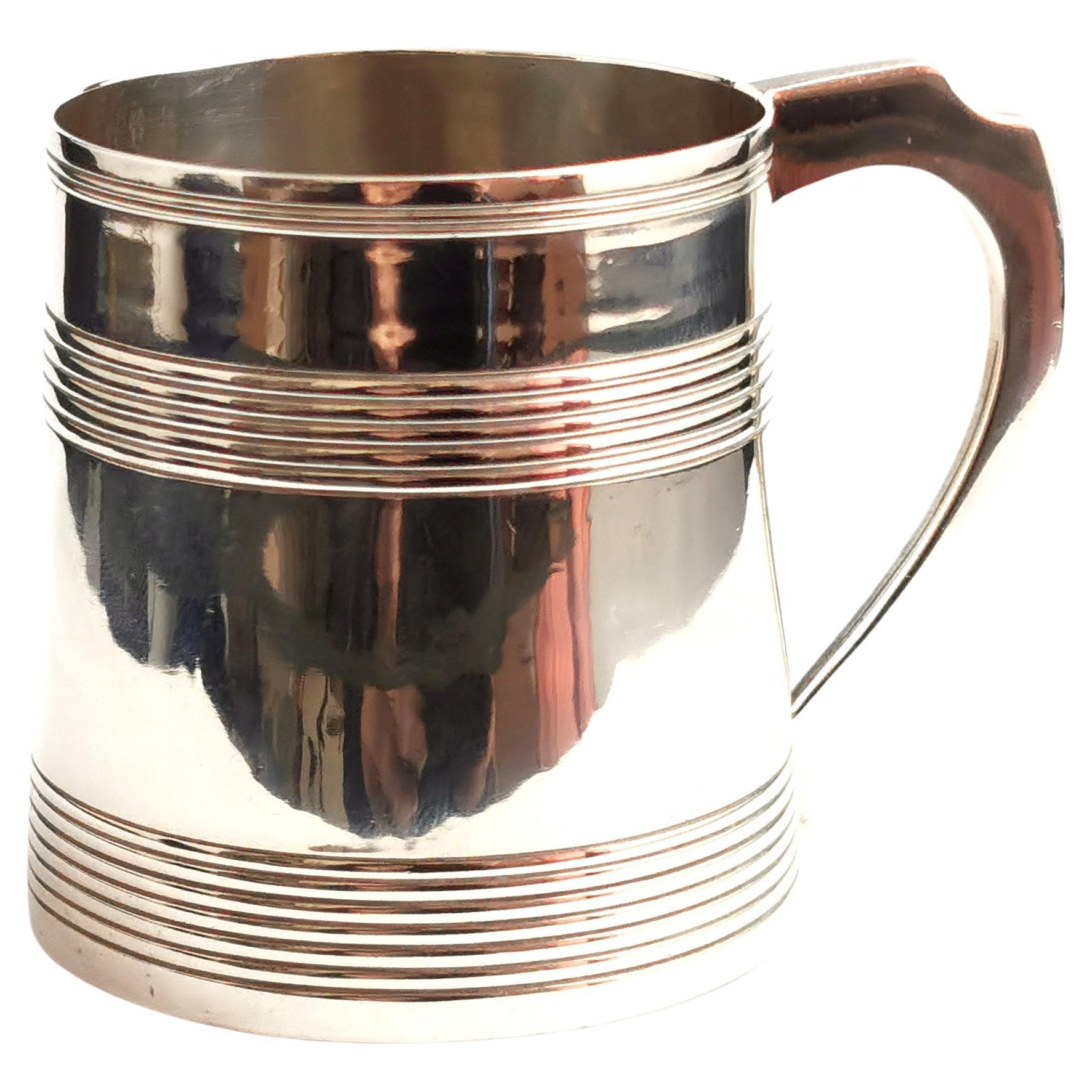 Antique Georgian Sterling Silver Mug, Christening Mug, Half Pint 