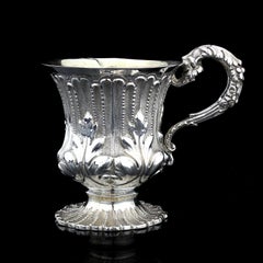 Taza antigua georgiana de plata de ley, Londres 1835, Thomas Edwards