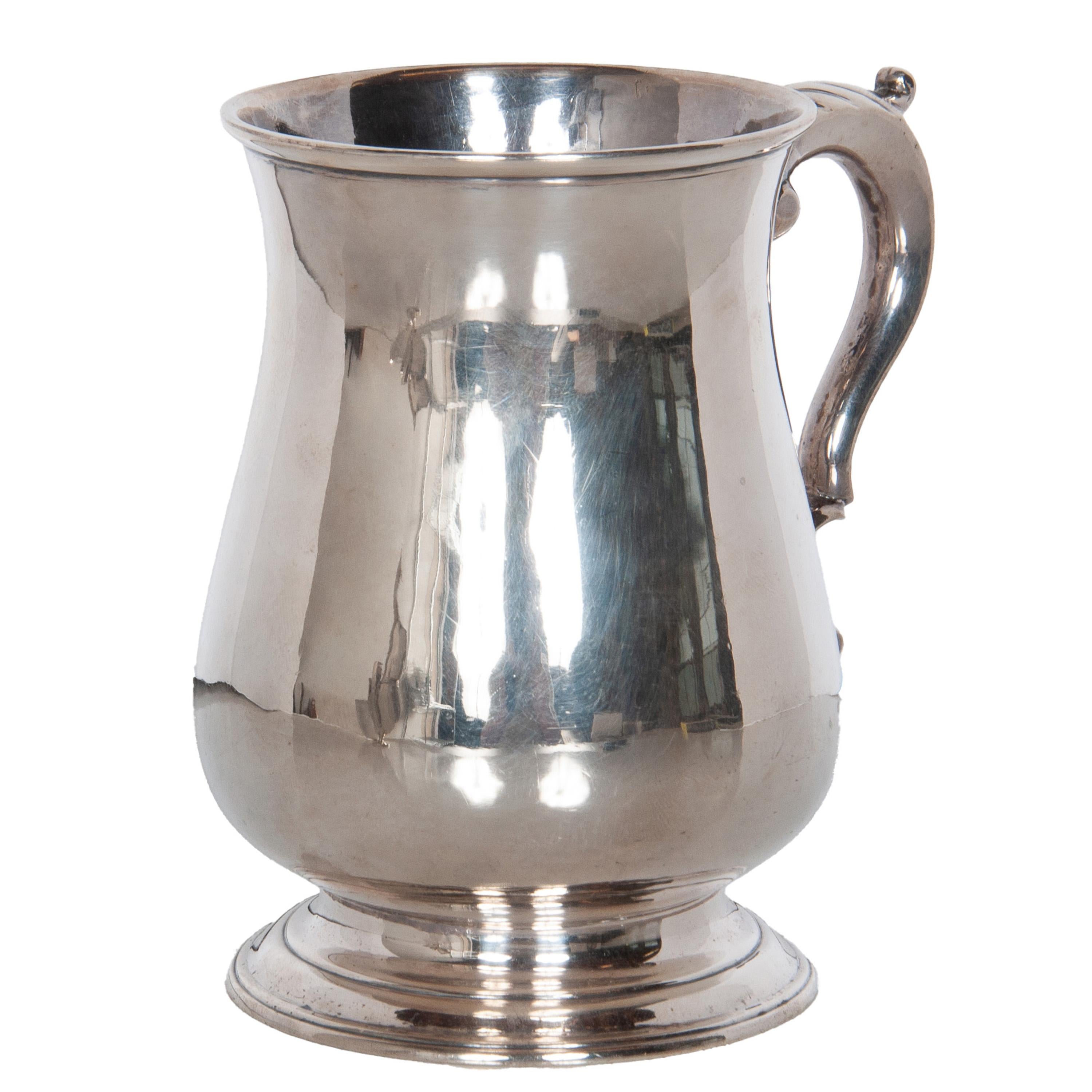 Antigua jarra de cerveza georgiana de plata de ley Jacob Marsh Londres 1770 Georgiano en venta