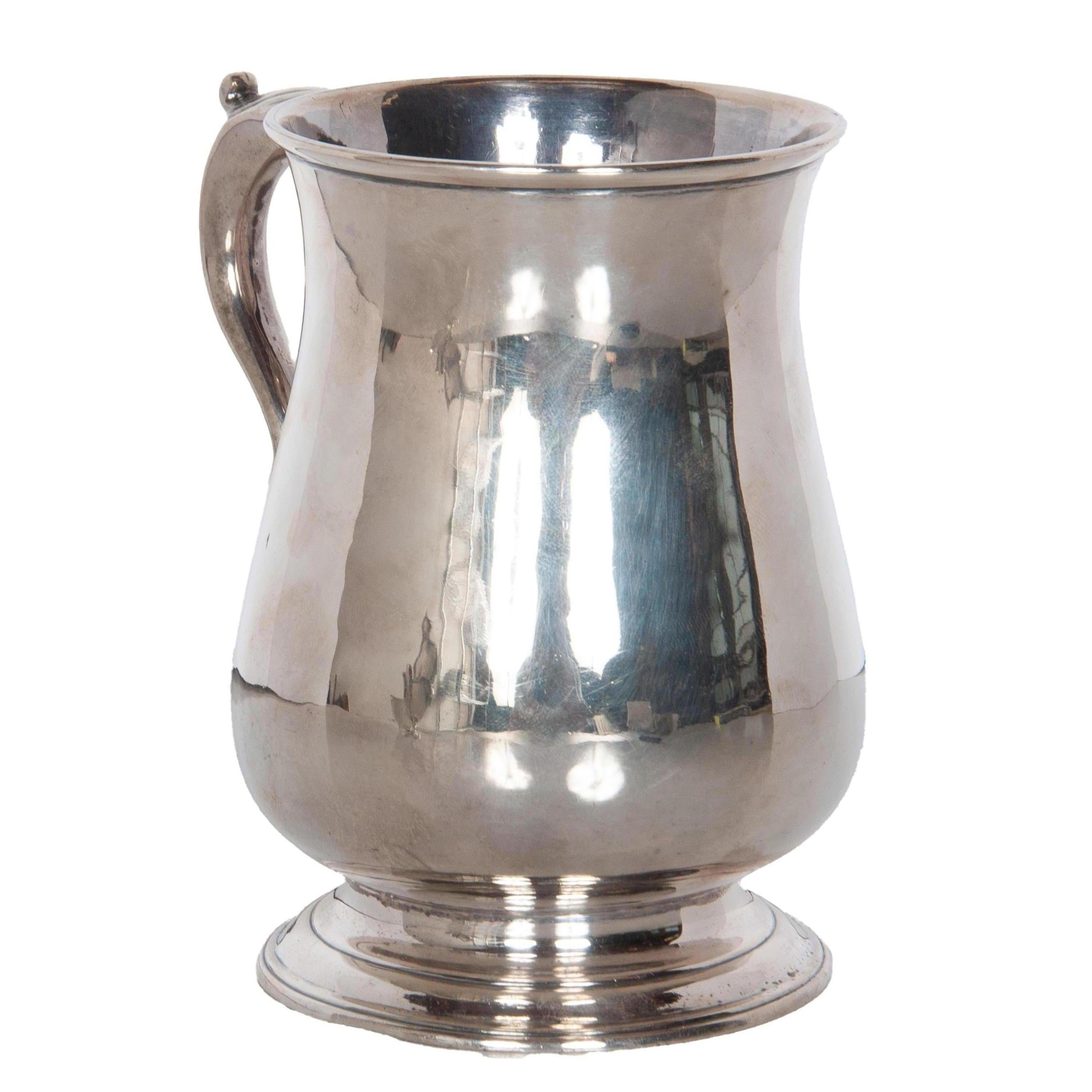 Antigua jarra de cerveza georgiana de plata de ley Jacob Marsh Londres 1770 finales del siglo XVIII en venta