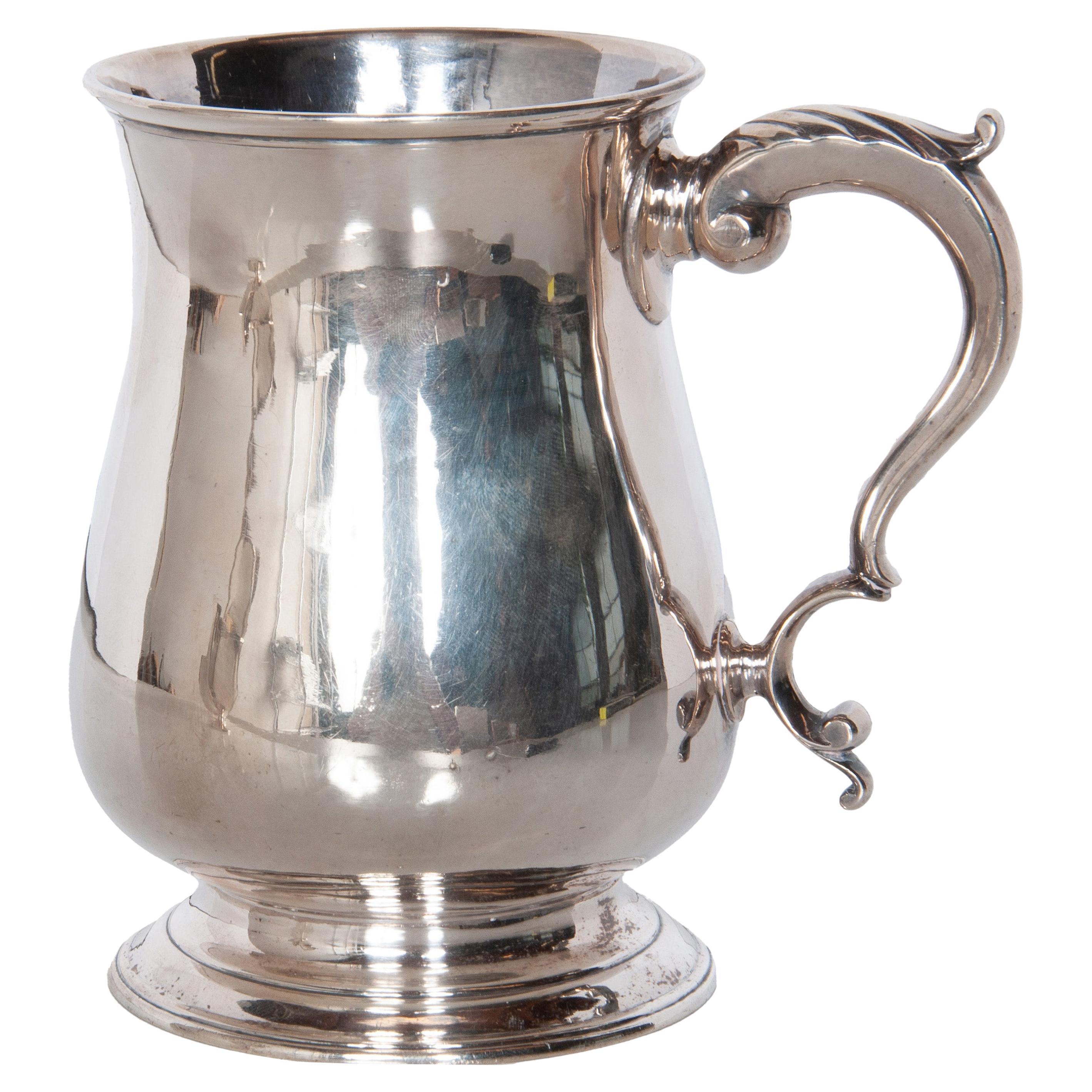 Antique Georgian Sterling Silver Pint Beer Tankard Mug Jacob Marsh London 1770