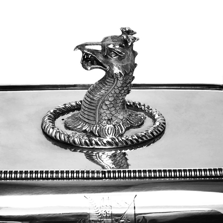 Antique Georgian Sterling Silver Soup Tureen 1806 Dragon Finial For Sale 1