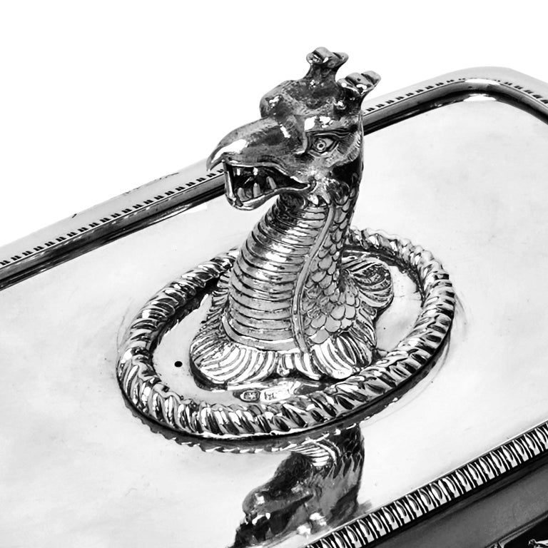 Antique Georgian Sterling Silver Soup Tureen 1806 Dragon Finial For Sale 2
