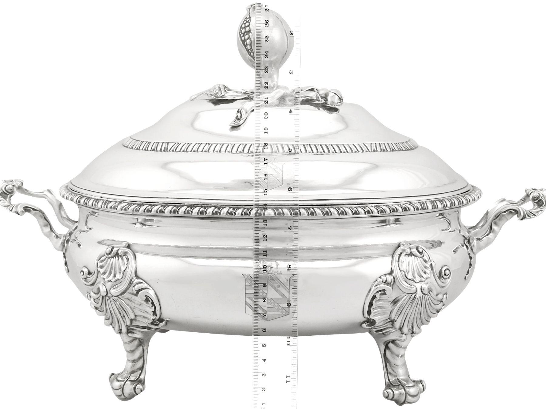 Antique Georgian Sterling Silver Soup Tureen For Sale 10