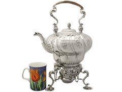 Antiker georgianischer Spirituskessel aus Sterlingsilber von William Grundy