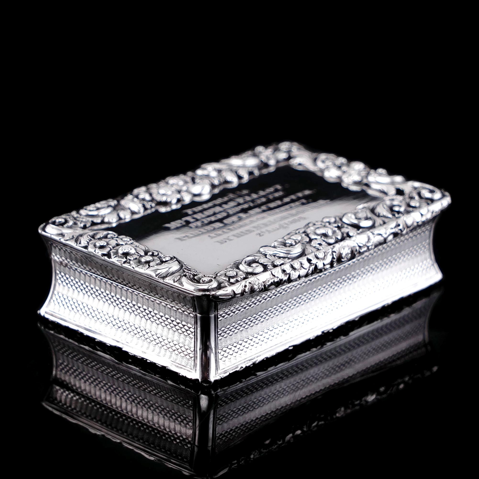 Antique Georgian Sterling Silver Table Snuff Box 1829 For Sale 4