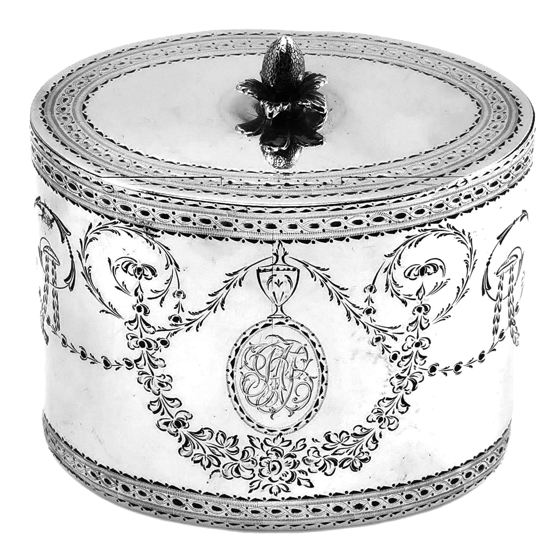 18th Century and Earlier Antique Georgian Sterling Silver Tea Caddy Box 1780 London, England