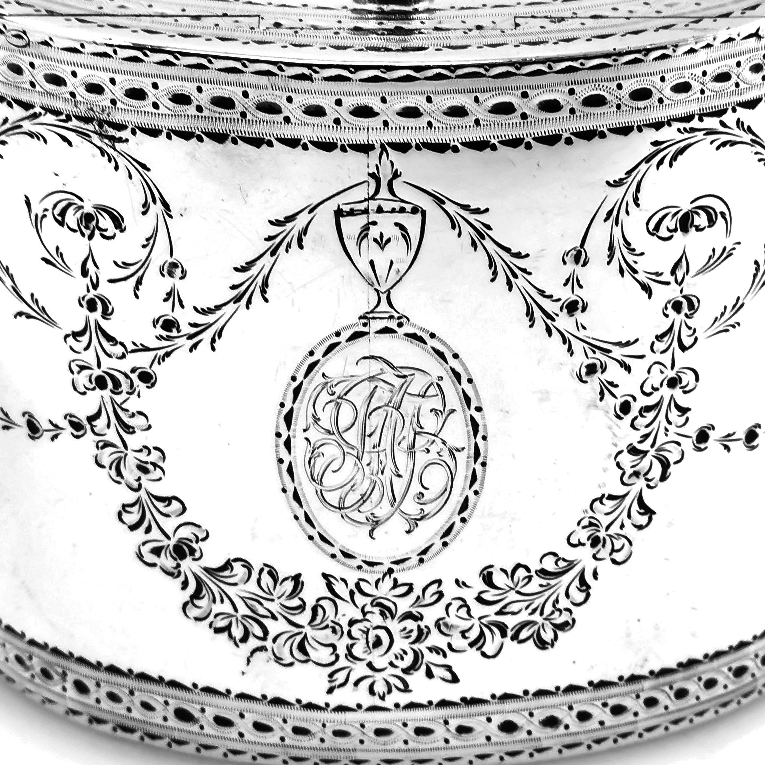 Antique Georgian Sterling Silver Tea Caddy Box 1780 London, England 1