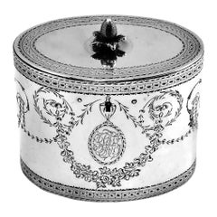 Antique Georgian Sterling Silver Tea Caddy Box 1780 London, England