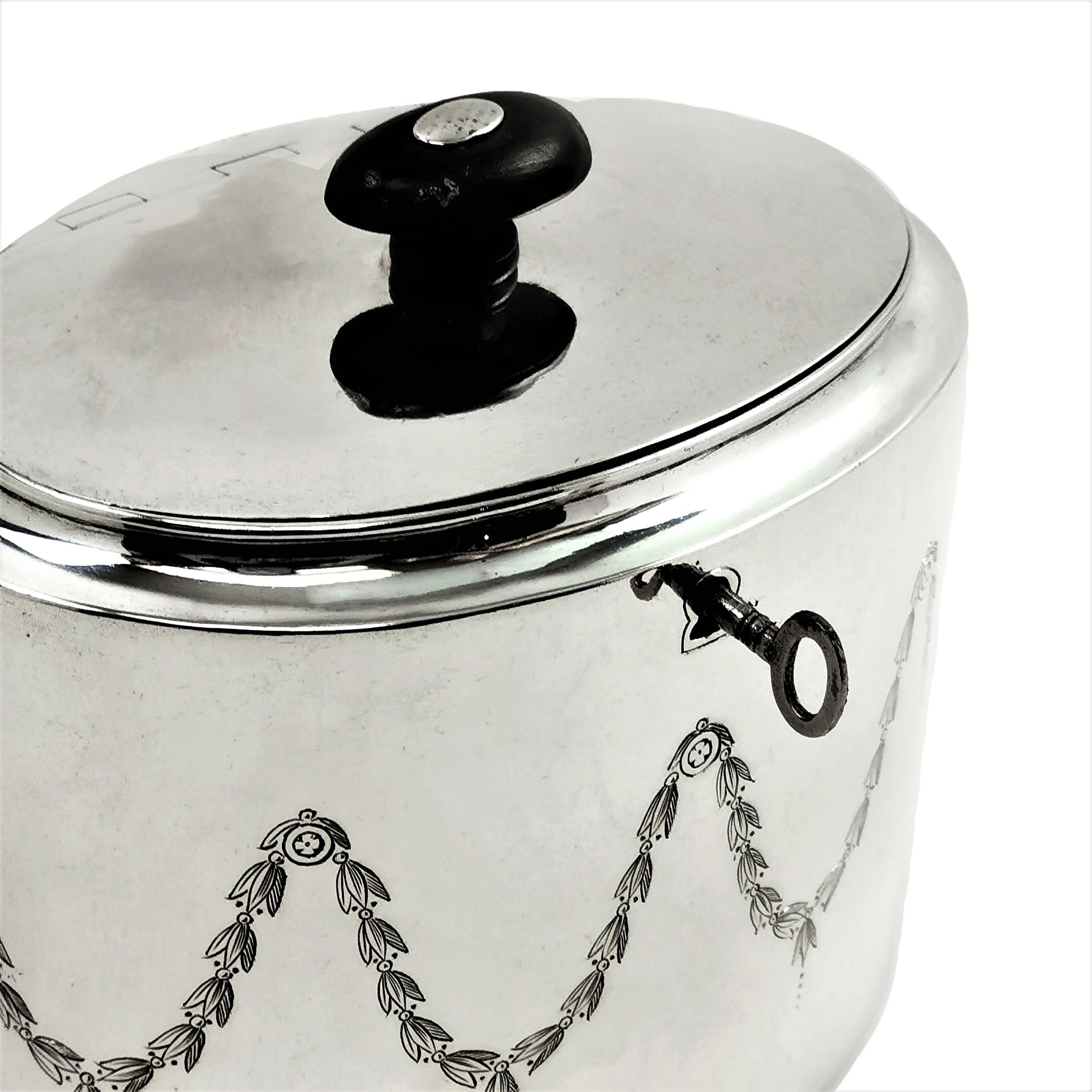 19th Century Antique Georgian Sterling Silver Tea Caddy Box, 1800, London, England For Sale
