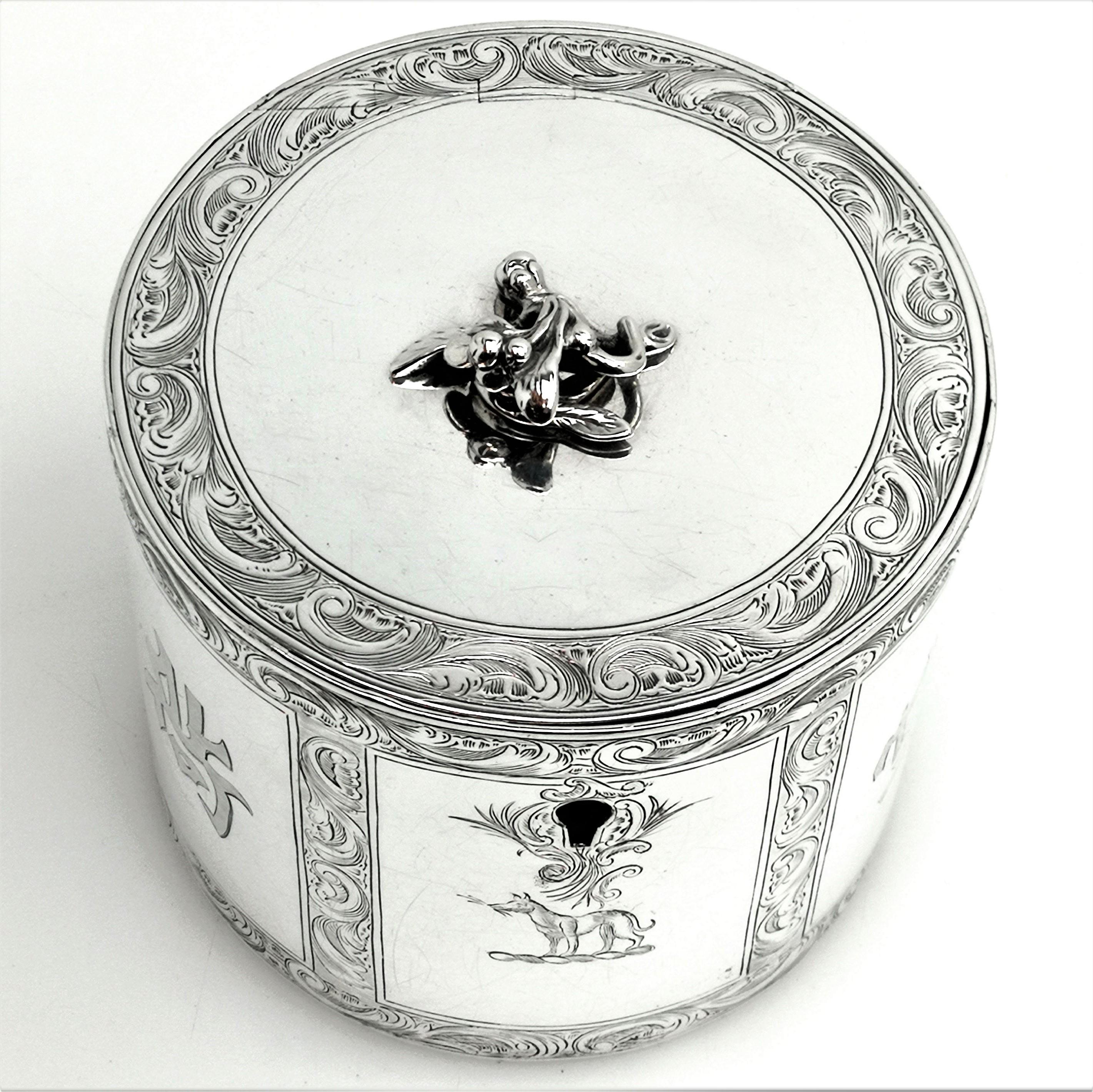 Antique Georgian Sterling Silver Tea Caddy Box Chinoiserie Chinese 1771 2