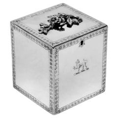 Antique Georgian Sterling Silver Tea Caddy Box London, England 1773