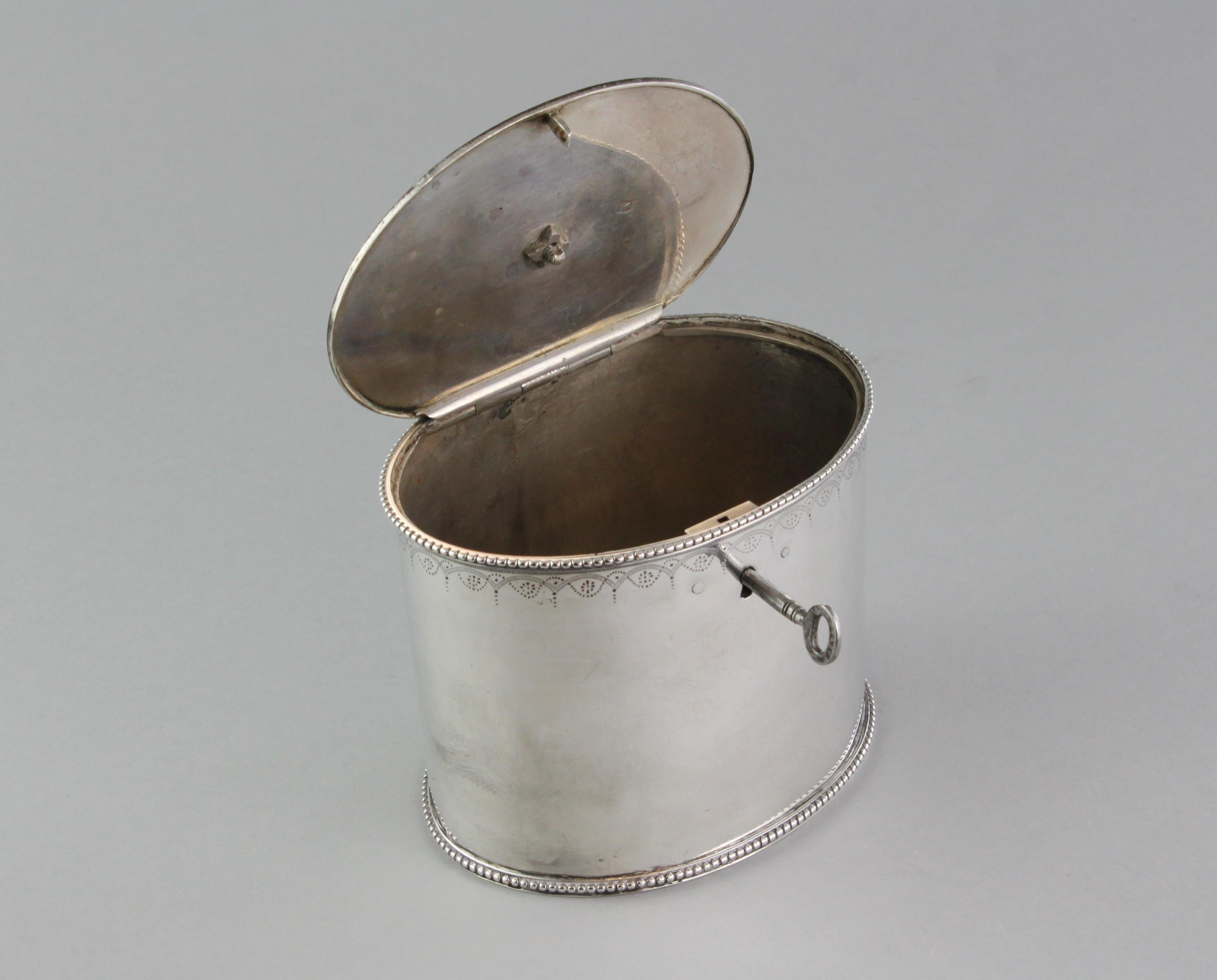 George III Antique Georgian Sterling Silver Tea Caddy with Key, London, 1819