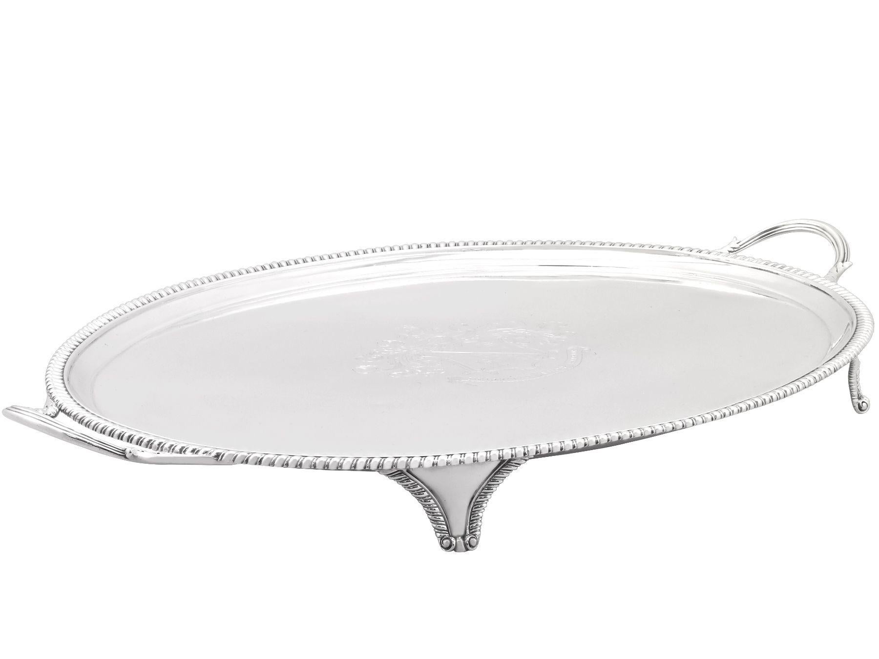 George III Antique Georgian Sterling Silver Tea Tray, 1806 For Sale