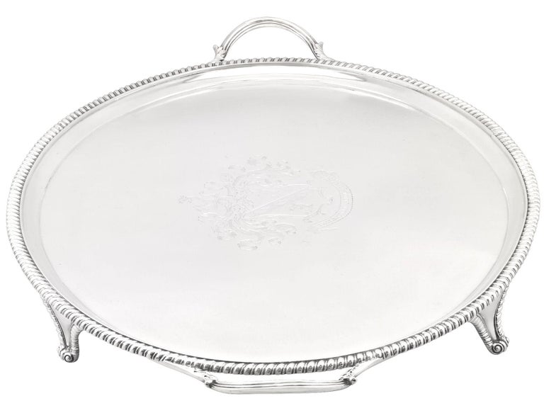 British Antique Georgian Sterling Silver Tea Tray, 1806 For Sale