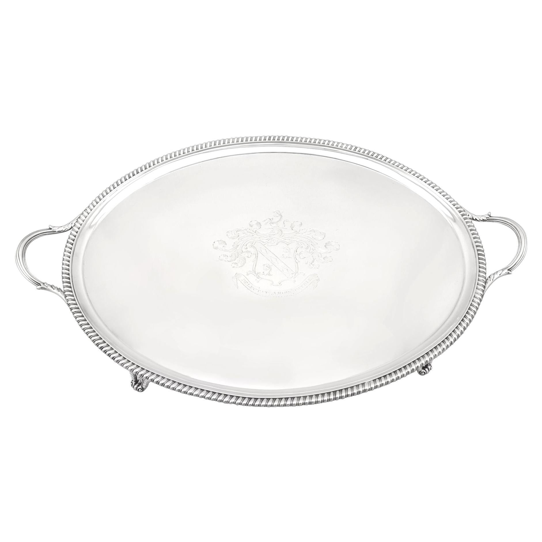 Cartier Sterling Silver Tray in Piecrust Chippendale Pattern