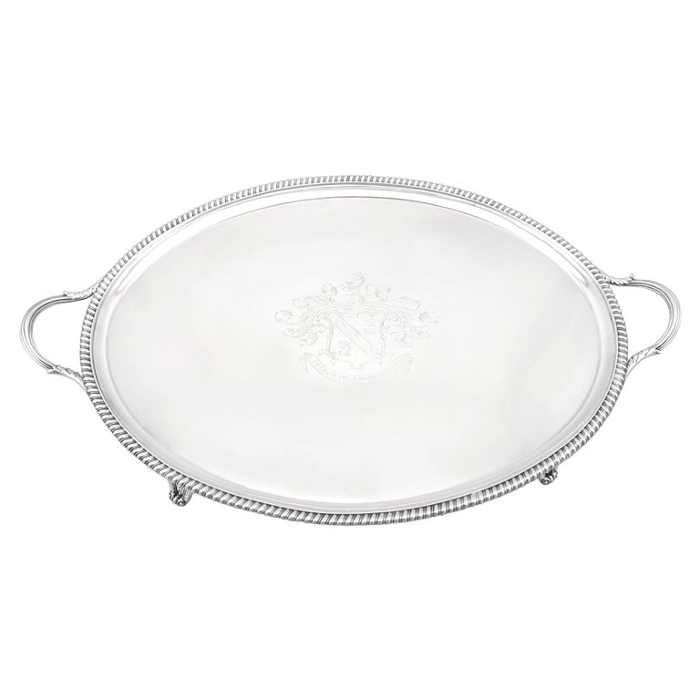 Antique Georgian Sterling Silver Tea Tray, 1806 For Sale