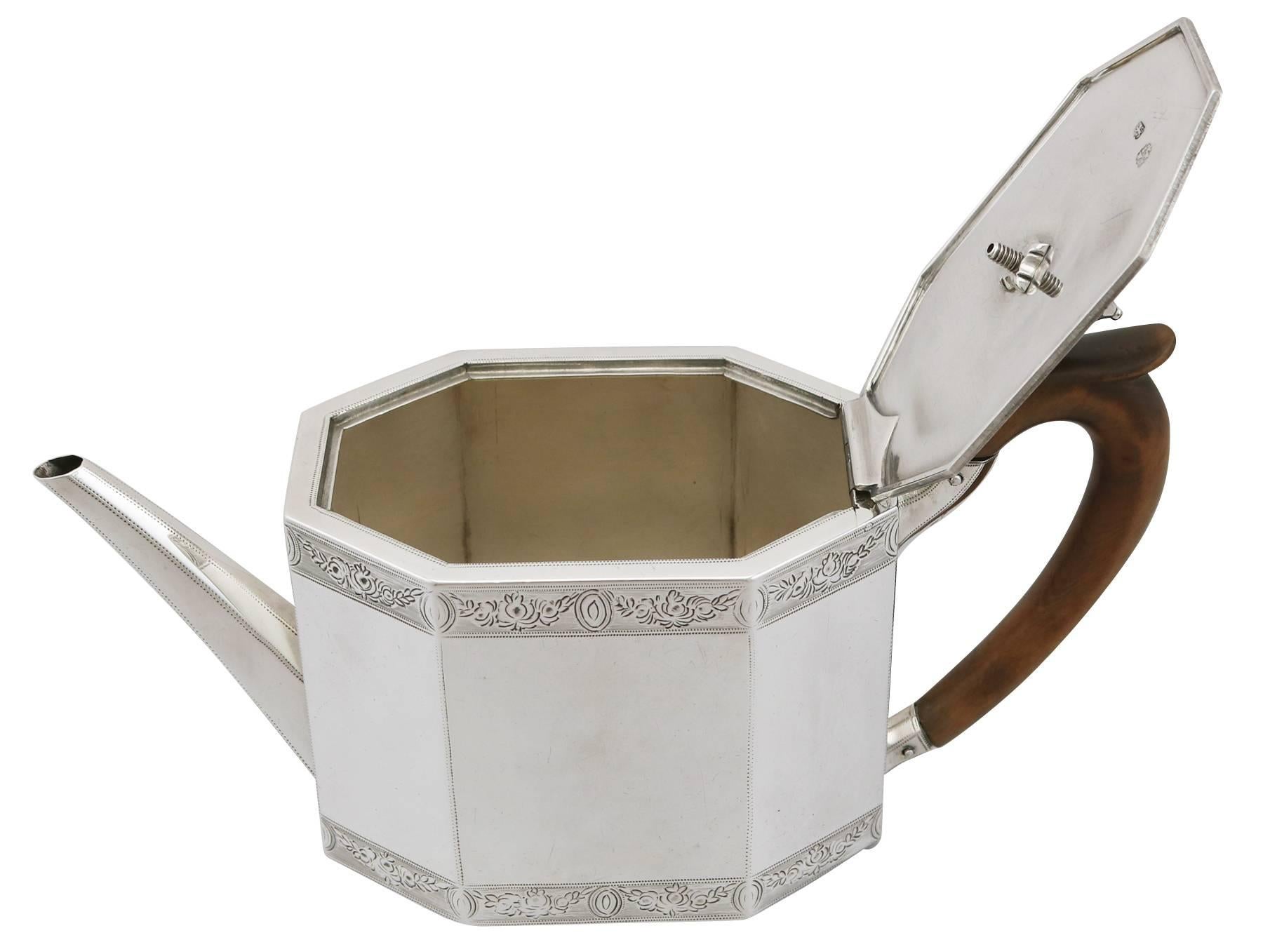 Antique Georgian Sterling Silver Teapot, 1787 1