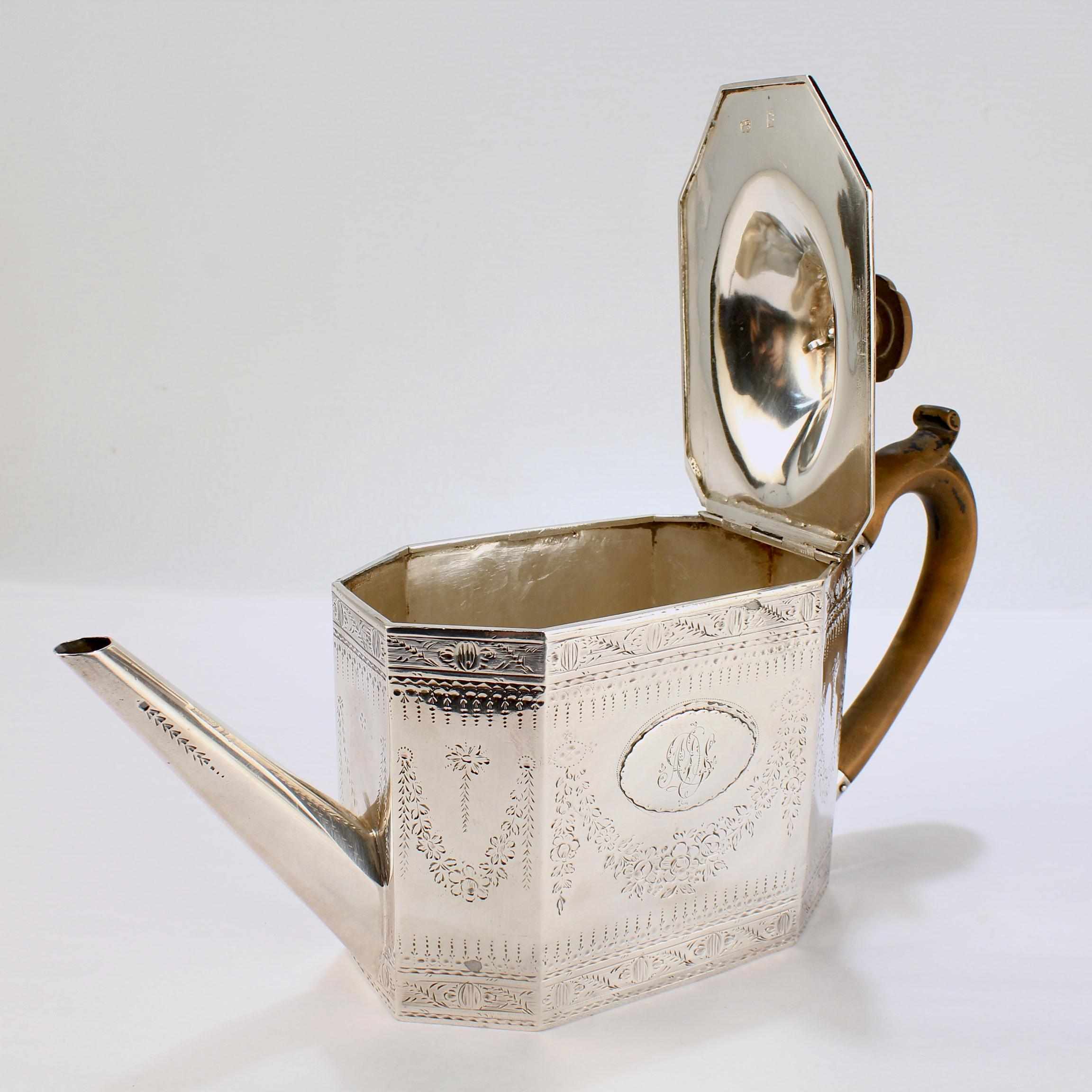 Antique Georgian Sterling Silver Teapot by William Sumner I of London, 1787 1
