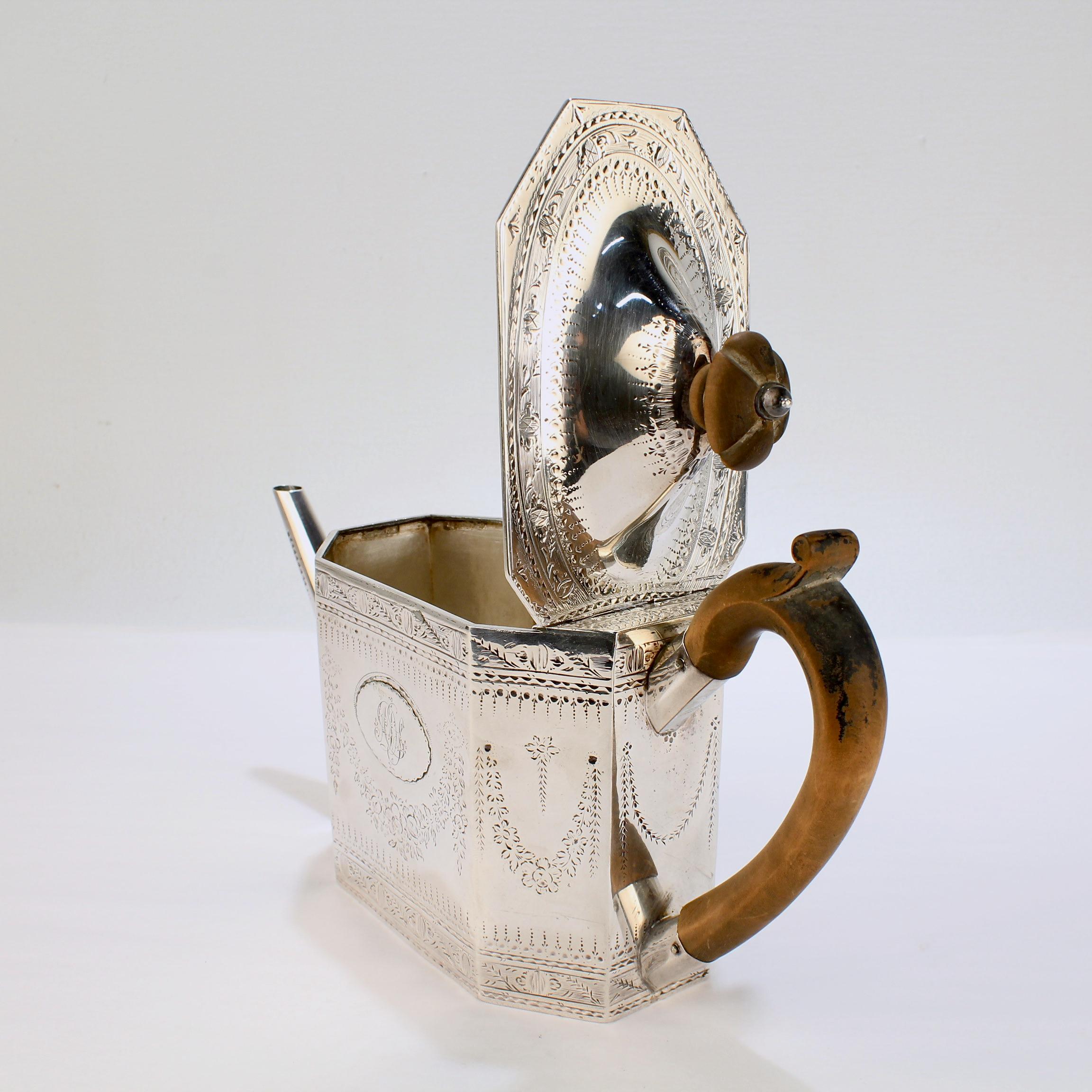 Antique Georgian Sterling Silver Teapot by William Sumner I of London, 1787 2