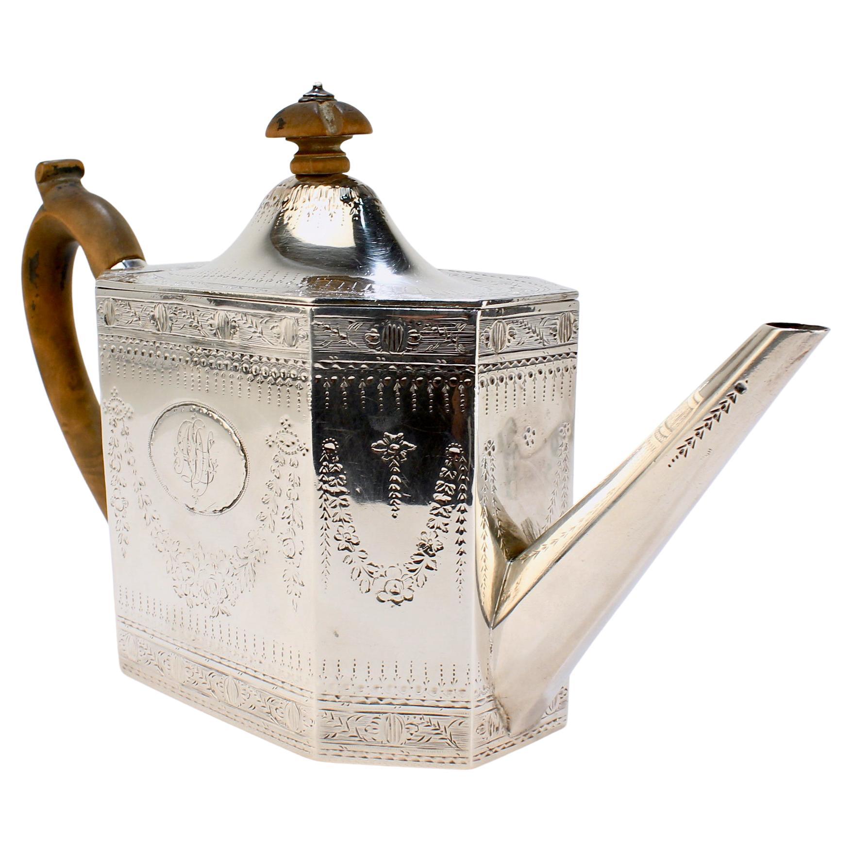 Antique Georgian Sterling Silver Teapot by William Sumner I of London, 1787