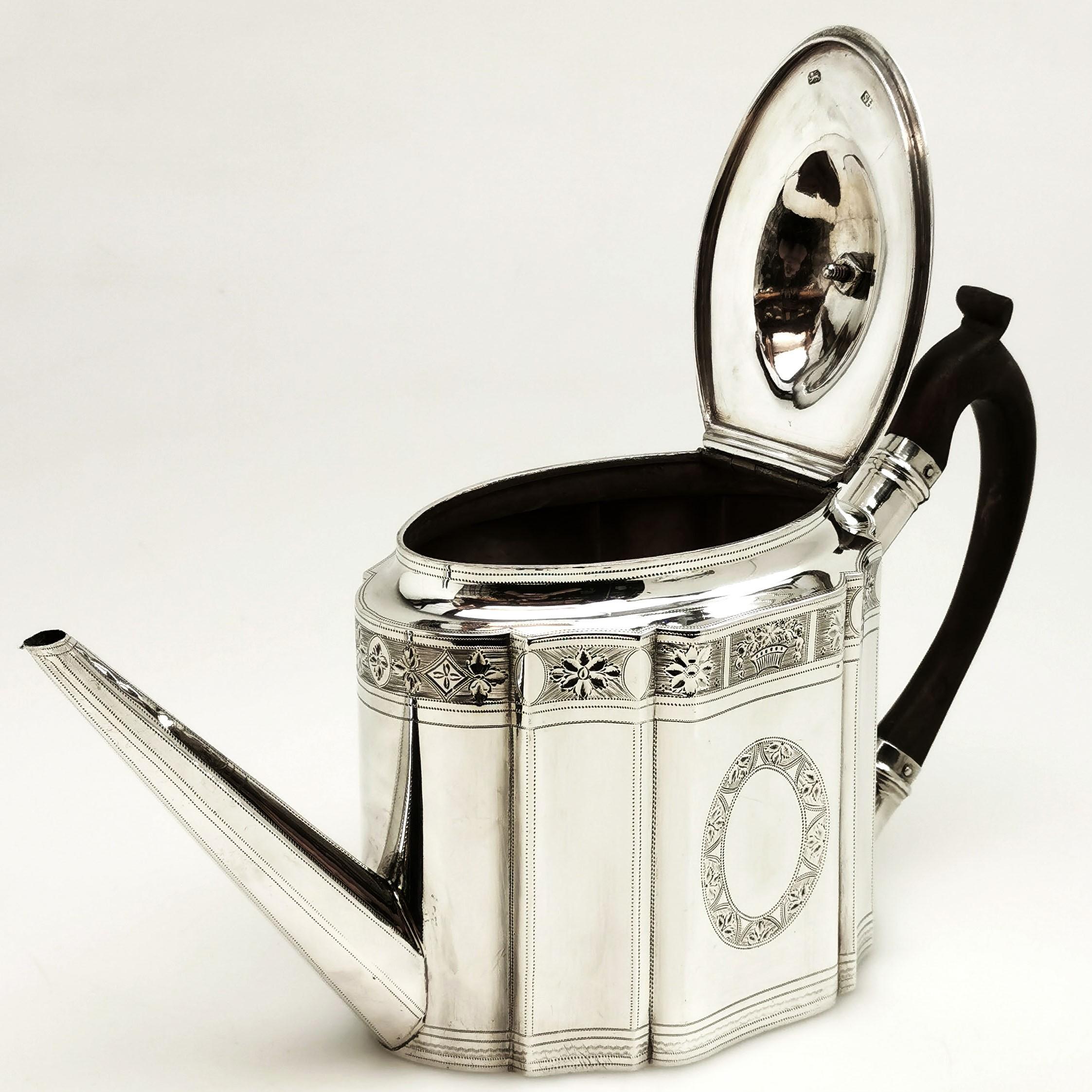 18th Century and Earlier Antique Georgian Sterling Silver Teapot on Stand, 1795