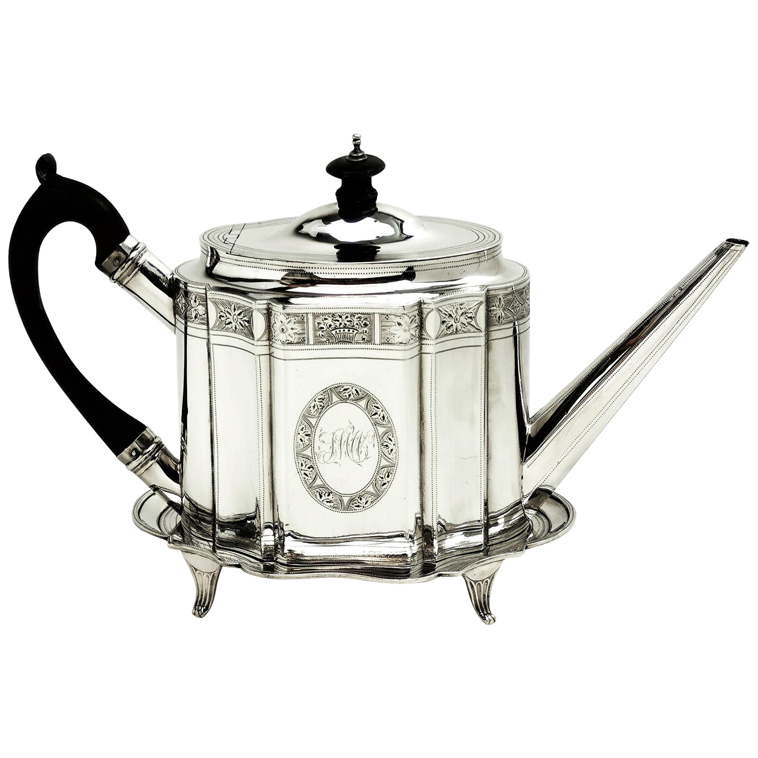 Antique Georgian Sterling Silver Teapot on Stand, 1795