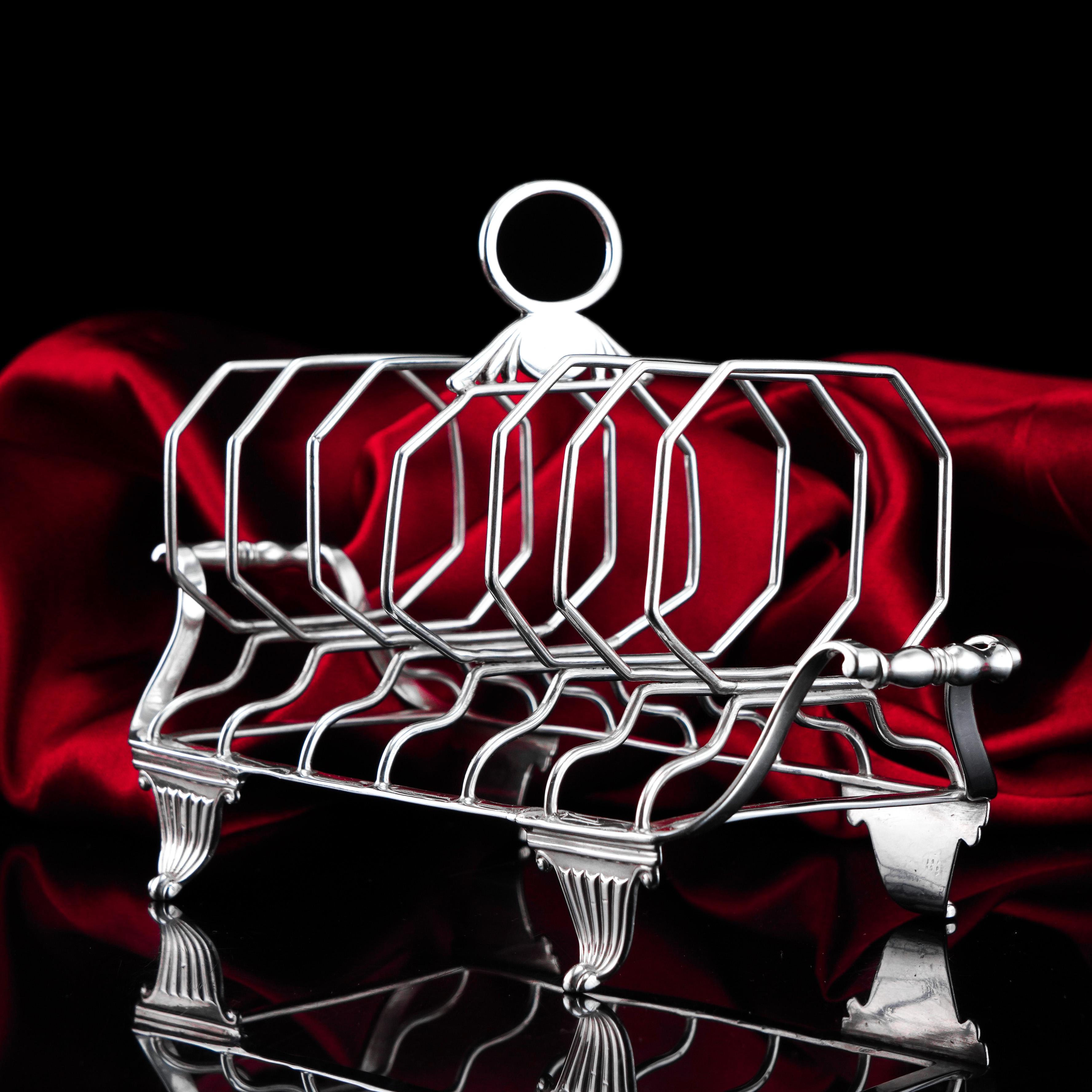 Antique Georgian Sterling Silver Toast Rack Neoclassical Design - 1809 For Sale 9