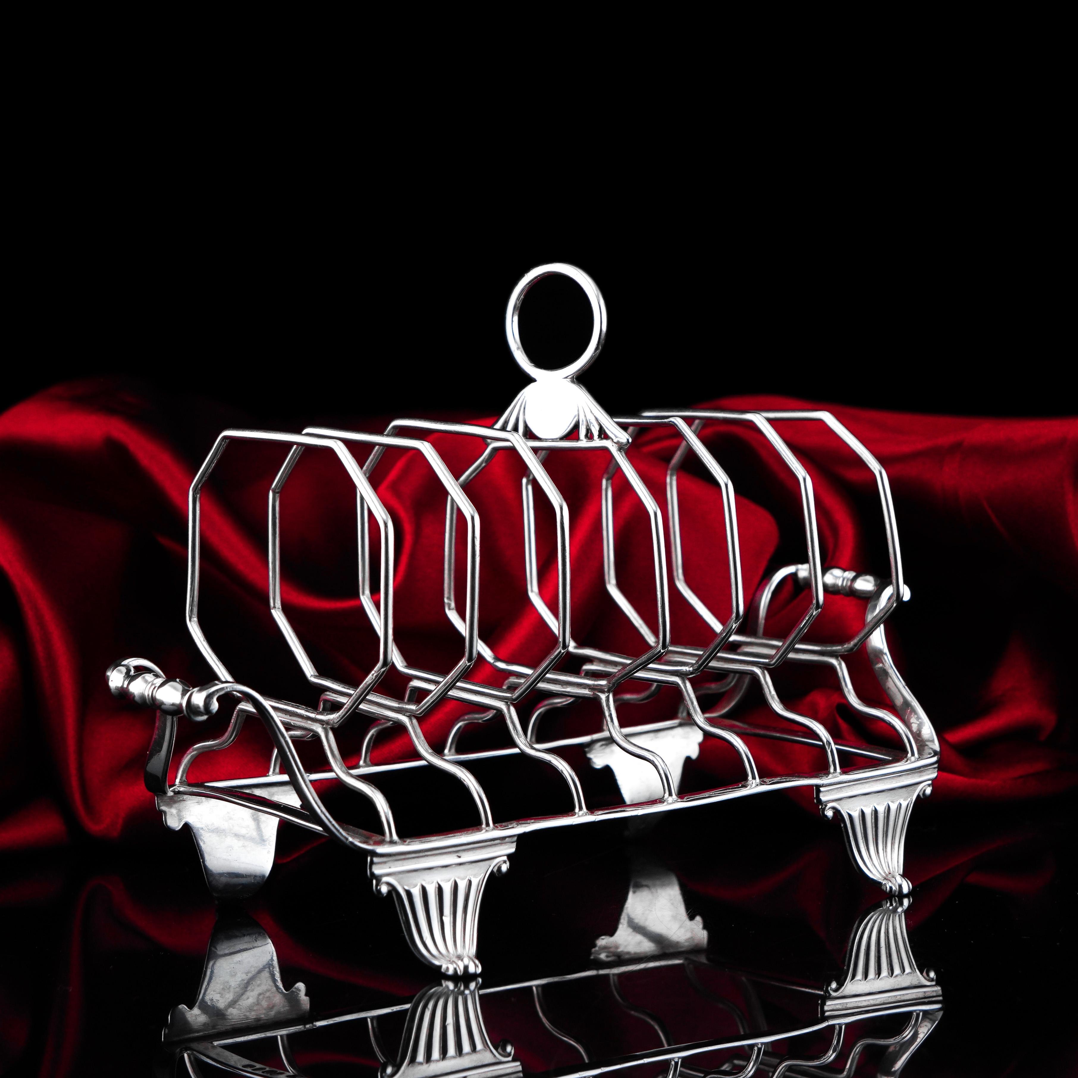 Antique Georgian Sterling Silver Toast Rack Neoclassical Design - 1809 For Sale 12