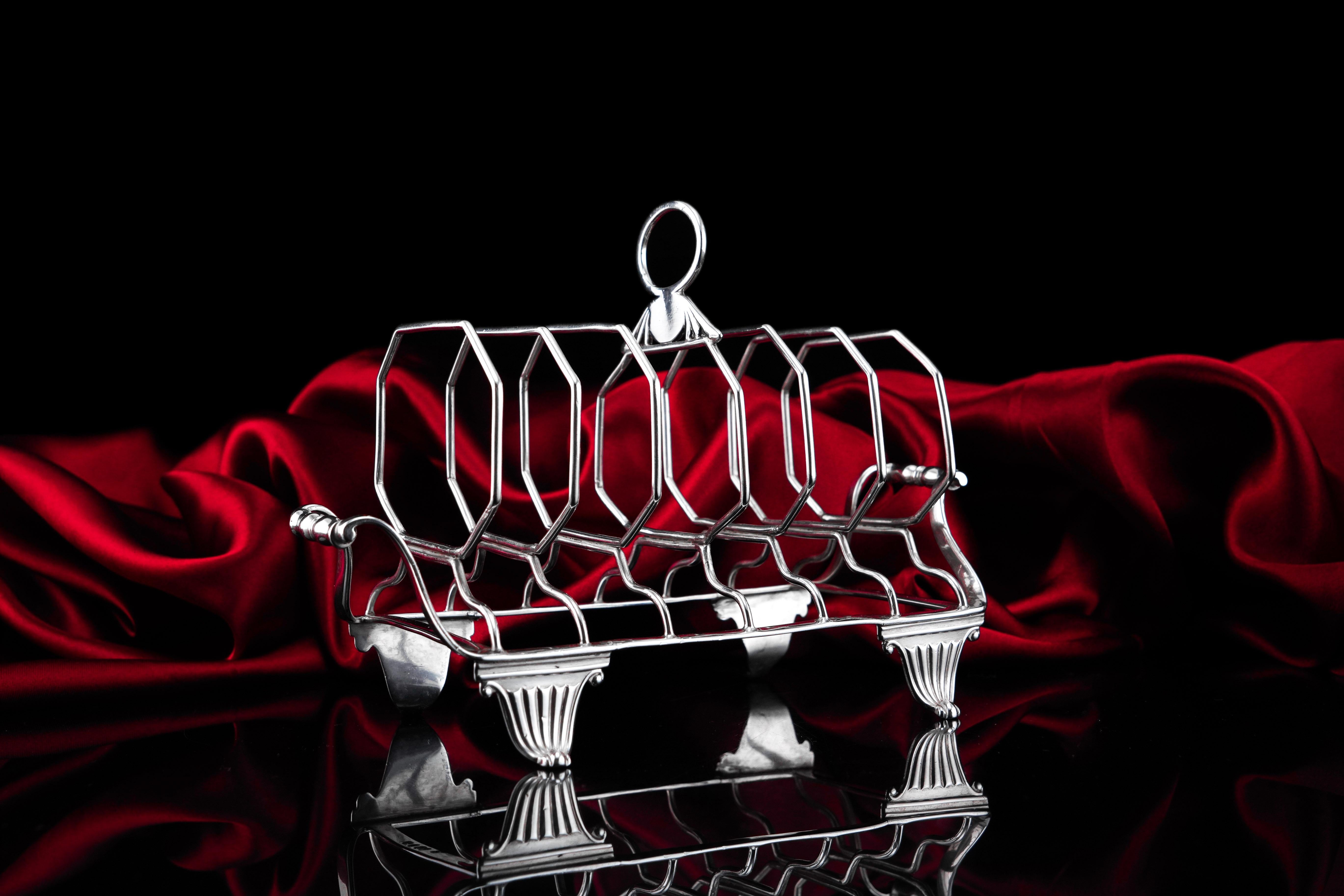 Antique Georgian Sterling Silver Toast Rack Neoclassical Design - 1809 For Sale 2