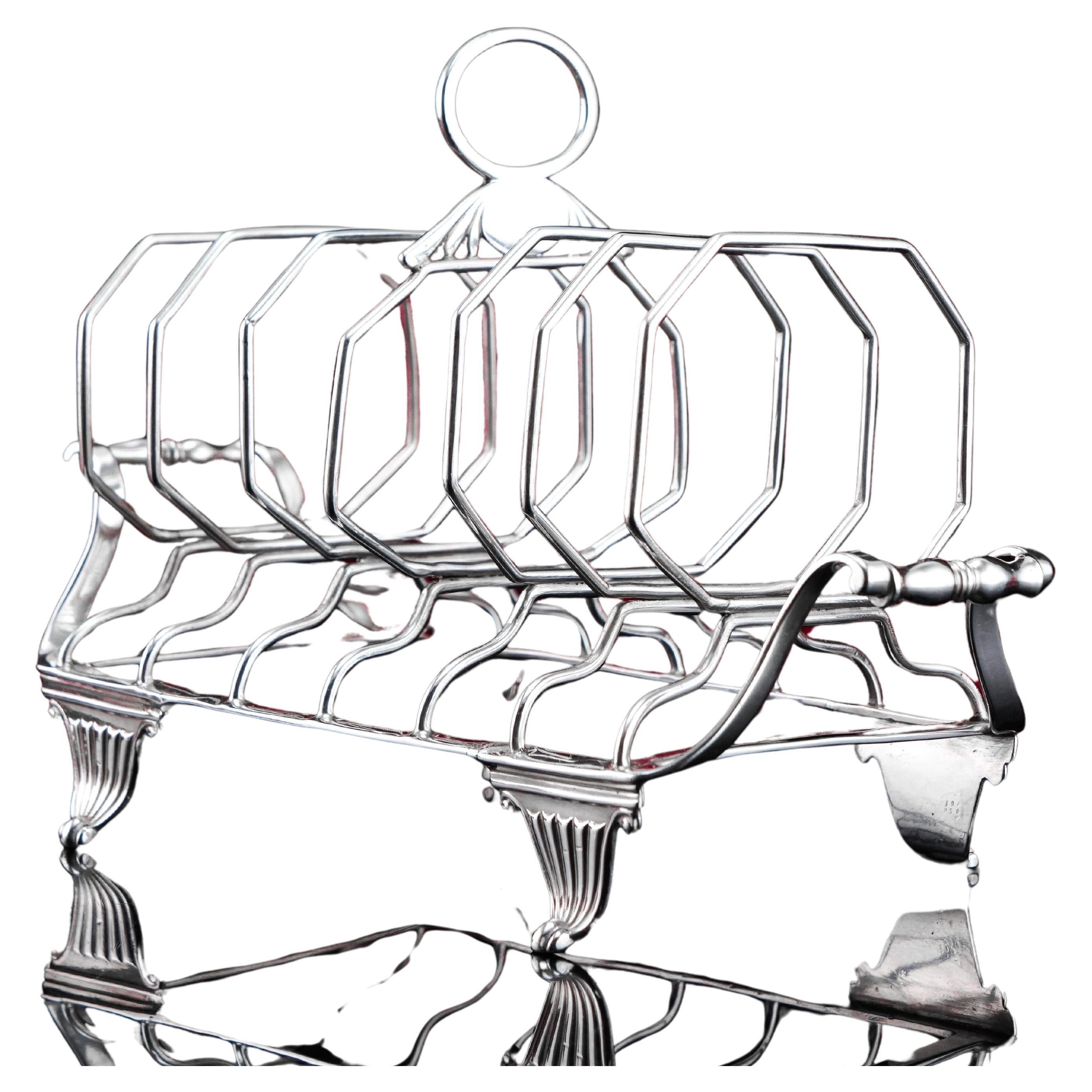 Antique Georgian Sterling Silver Toast Rack Neoclassical Design - 1809 For Sale