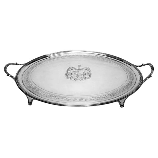 Antique Georgian Sterling Silver Two Handled Tray London 1802 Serving Tea Tray