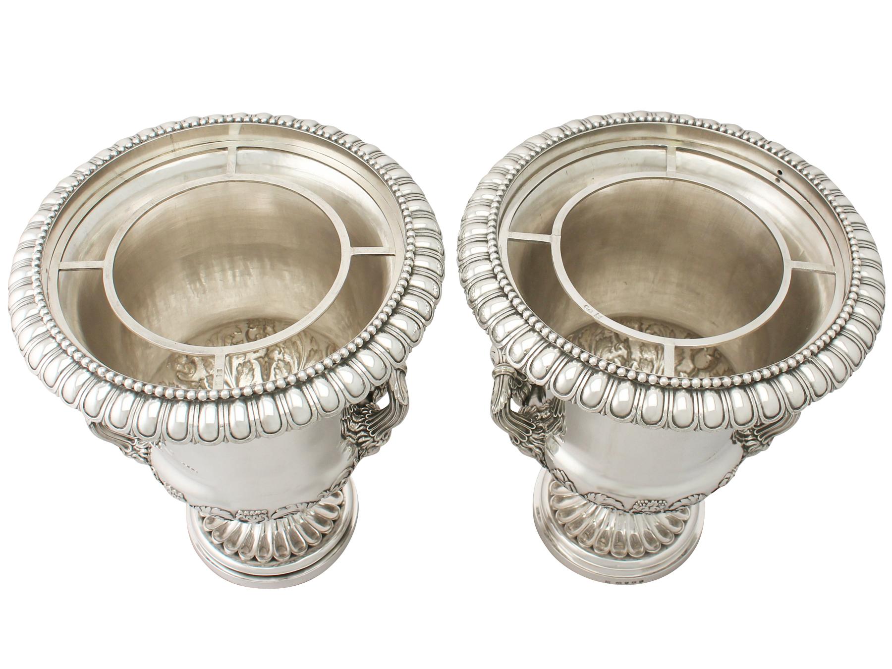 George III Antique Georgian Sterling Silver Wine Coolers