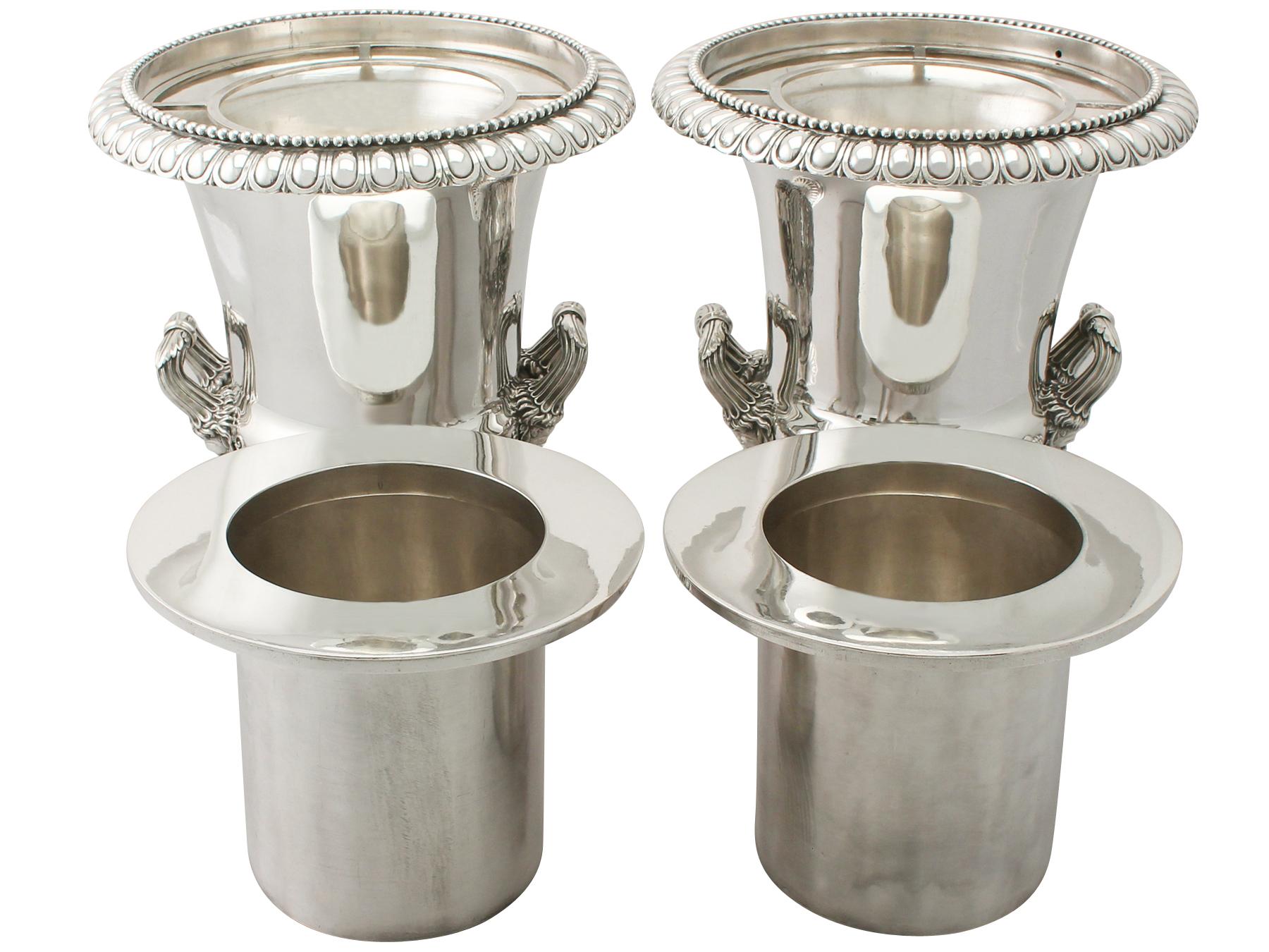 English Antique Georgian Sterling Silver Wine Coolers
