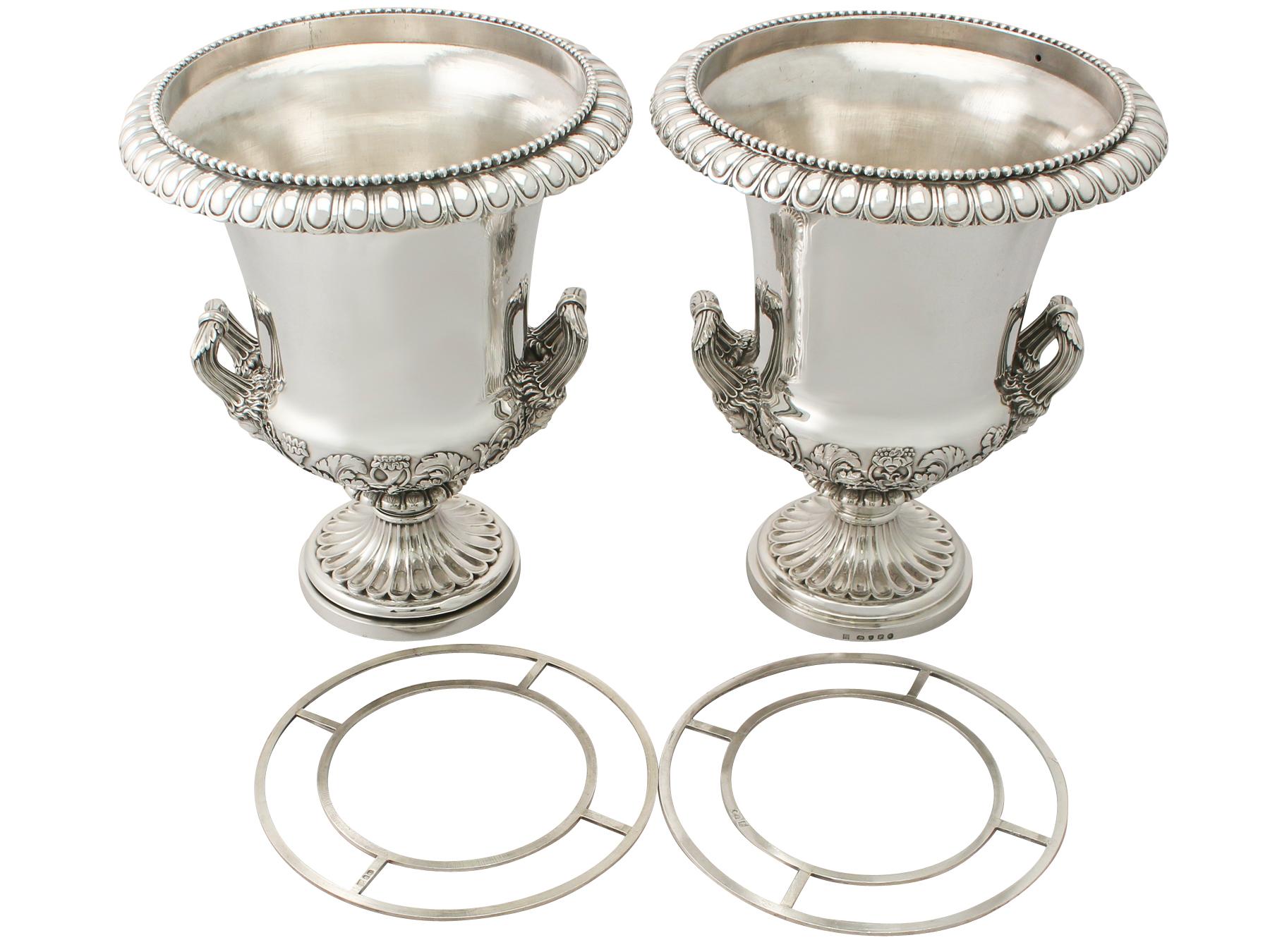 Antique Georgian Sterling Silver Wine Coolers In Excellent Condition In Jesmond, Newcastle Upon Tyne