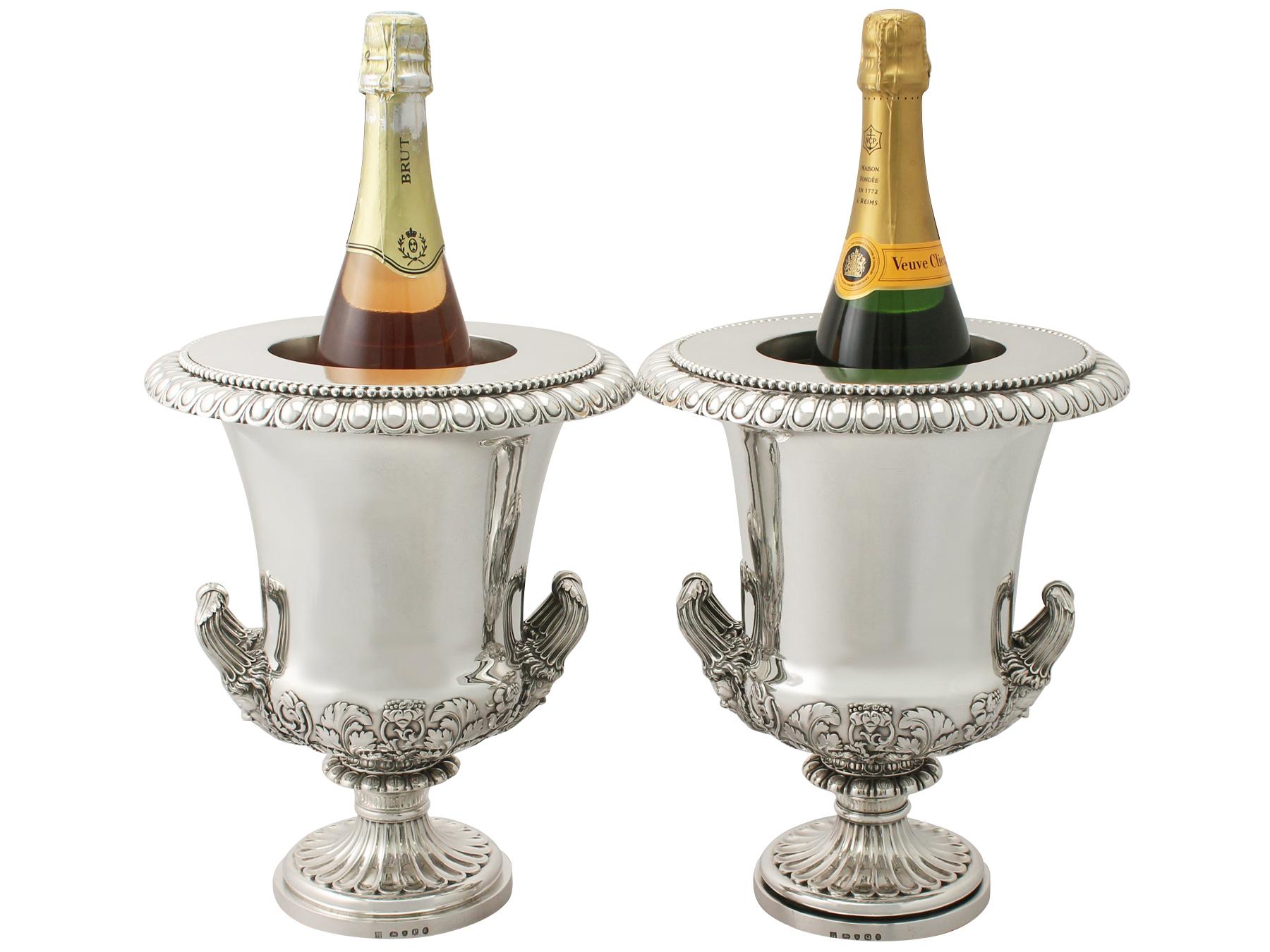 Early 19th Century Antique Georgian Sterling Silver Wine Coolers