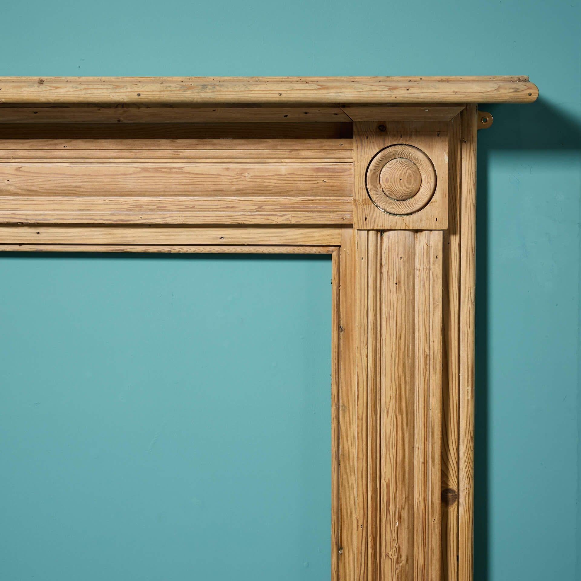 English Antique Georgian Stripped Pine Bullseye Fireplace For Sale