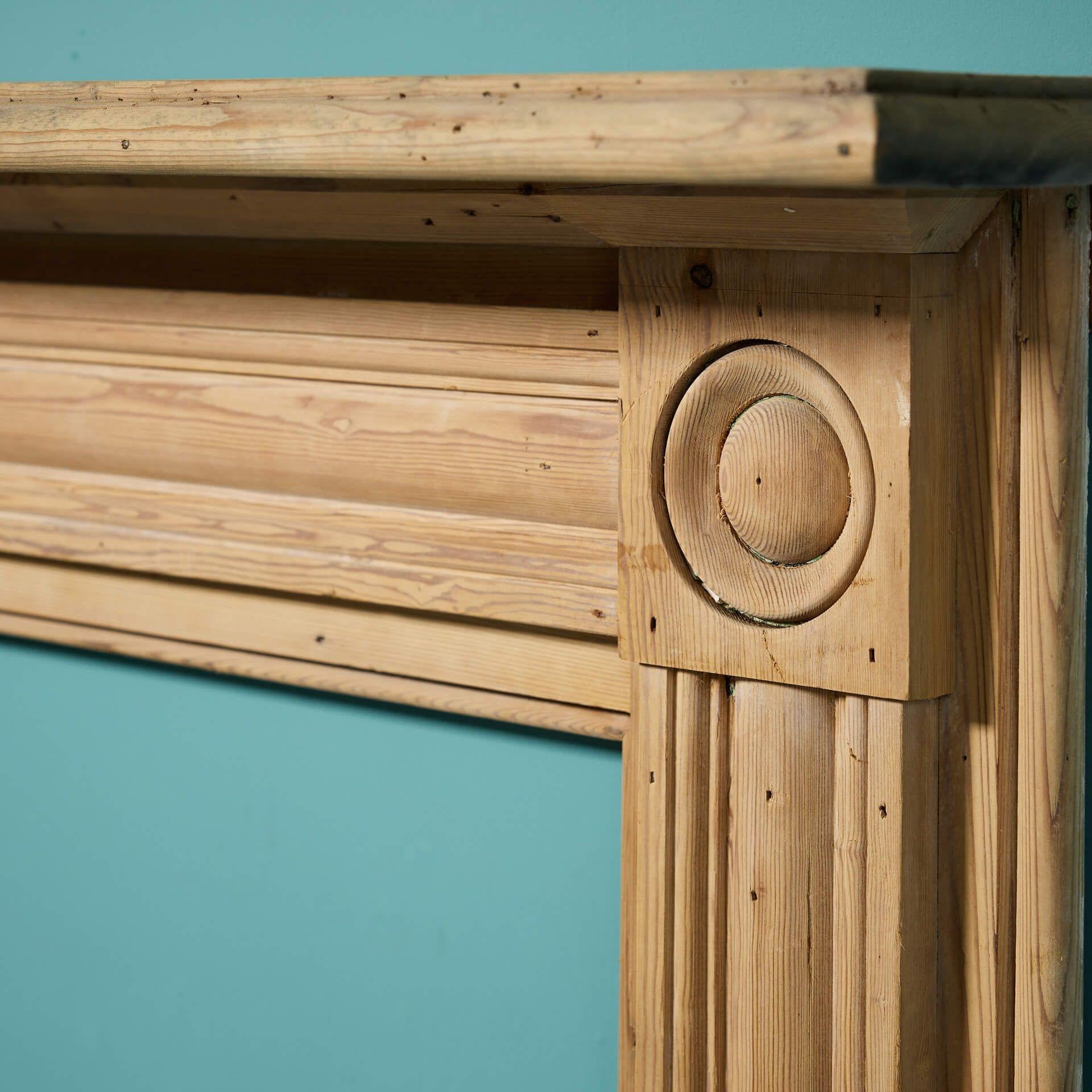 18th Century Antique Georgian Stripped Pine Bullseye Fireplace For Sale