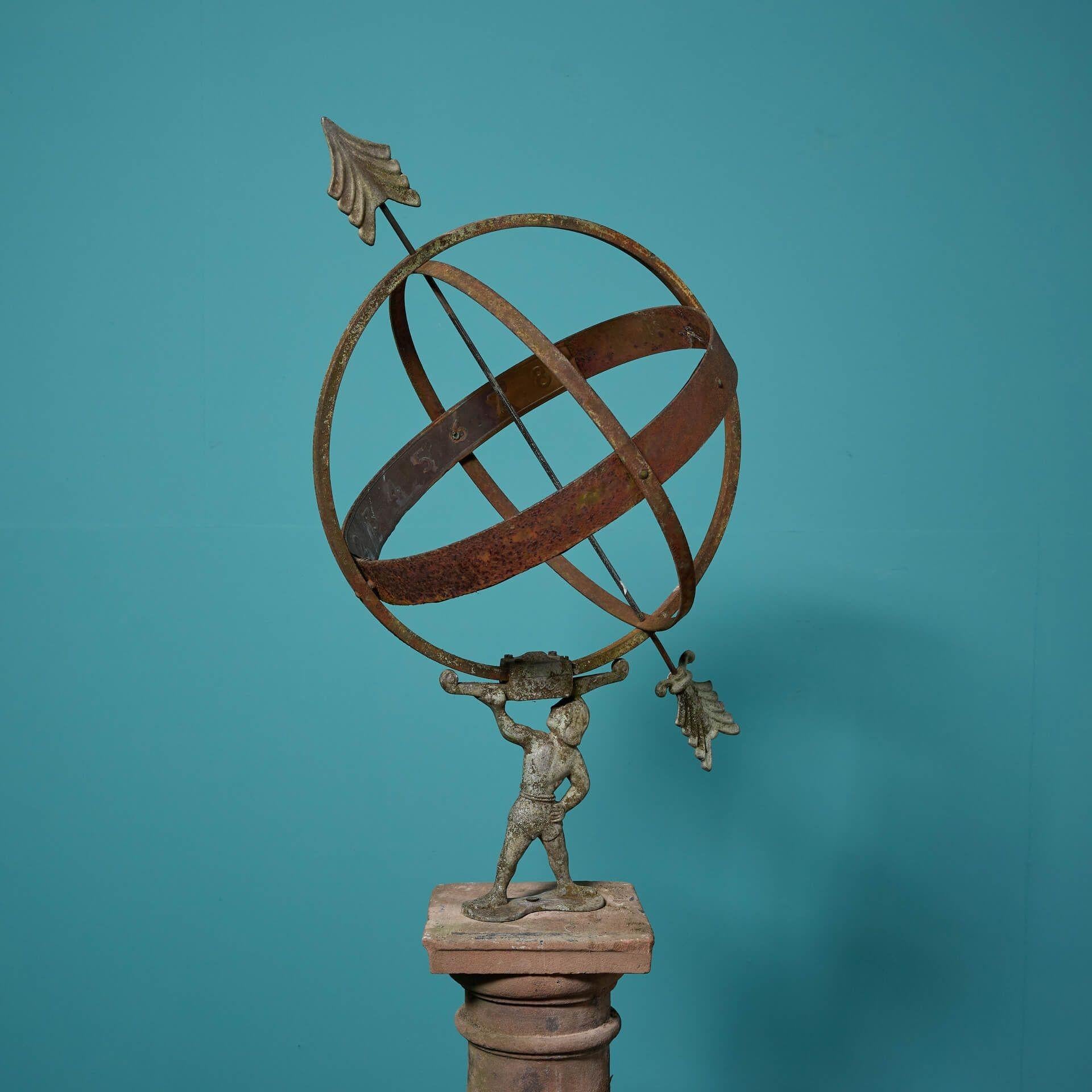 English Antique Georgian Style Armillary Garden Sundial For Sale