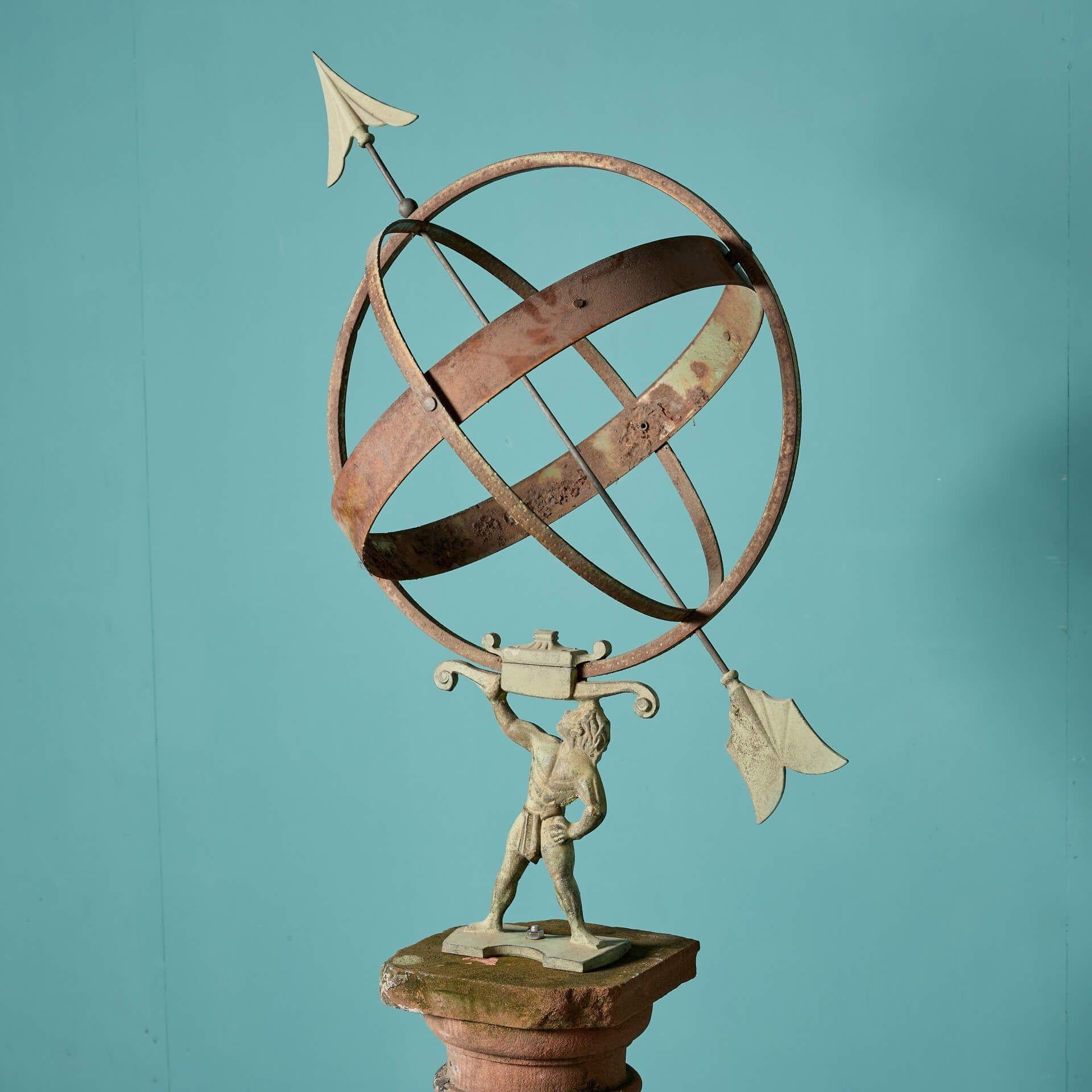 Antique Georgian Style Armillary Garden Sundial In Fair Condition For Sale In Wormelow, Herefordshire