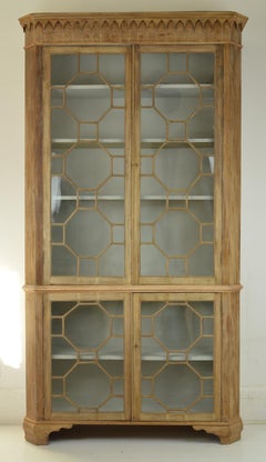 Antique Georgian Style Bleached Mahogany Astragal Glazed Bookcase